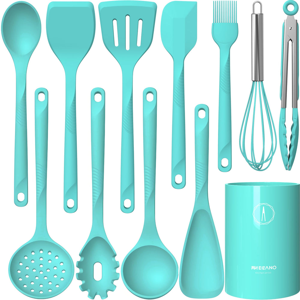 USECANO face avant du coffret teal montrant tous les ustensiles et bénéfice organisation
