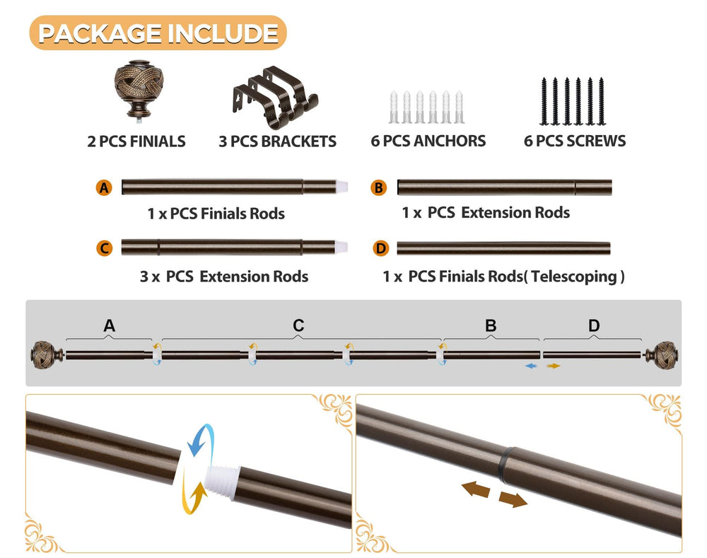 USFOOK packaging et contenu du kit incluant supports et chevilles