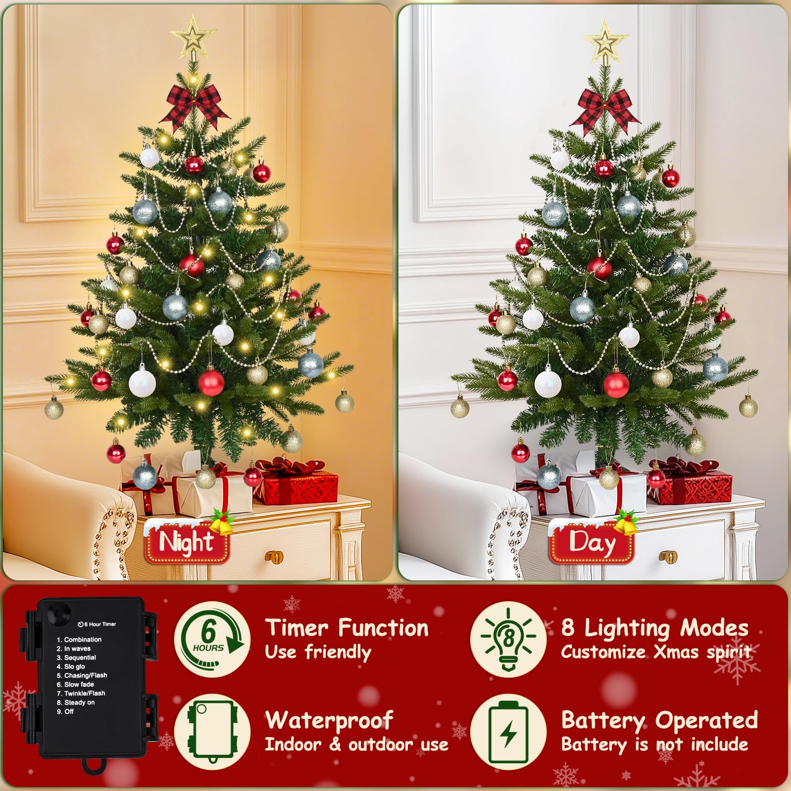 Uspring nœud et étoile en haut pour finition festive et élégante