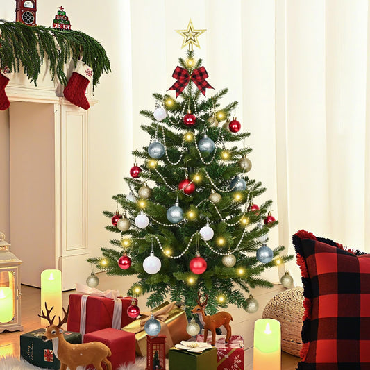 Uspring sapin de table monté montrant décor complet et gain de temps