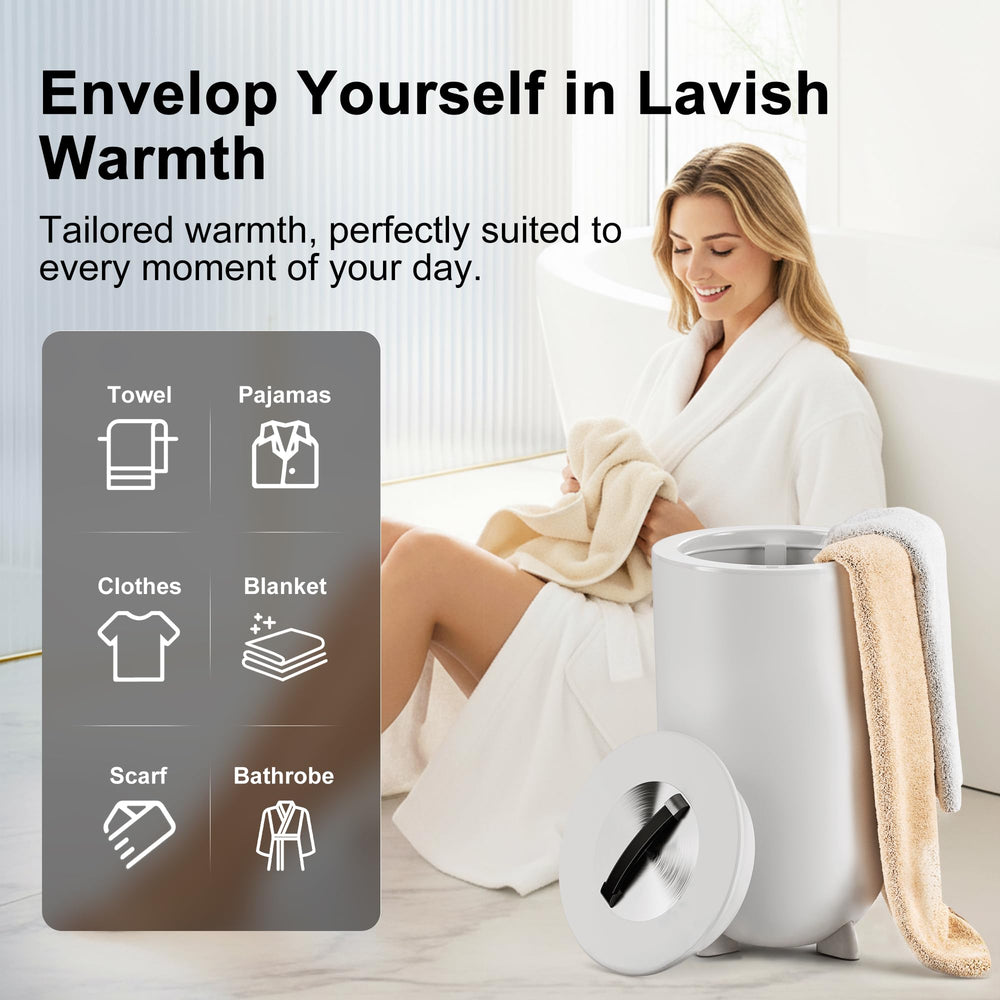 Uthfy comparaison de taille avec serviette illustrant capacité 35L et rangement familial