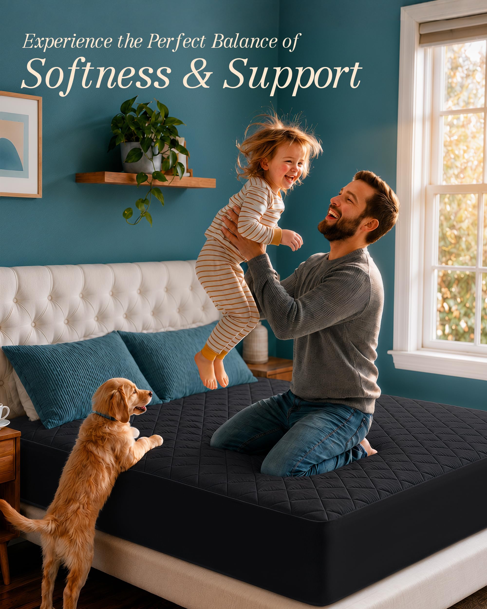 Utopia Bedding comparaison d'épaisseur montrant l'ajout de moelleux au matelas