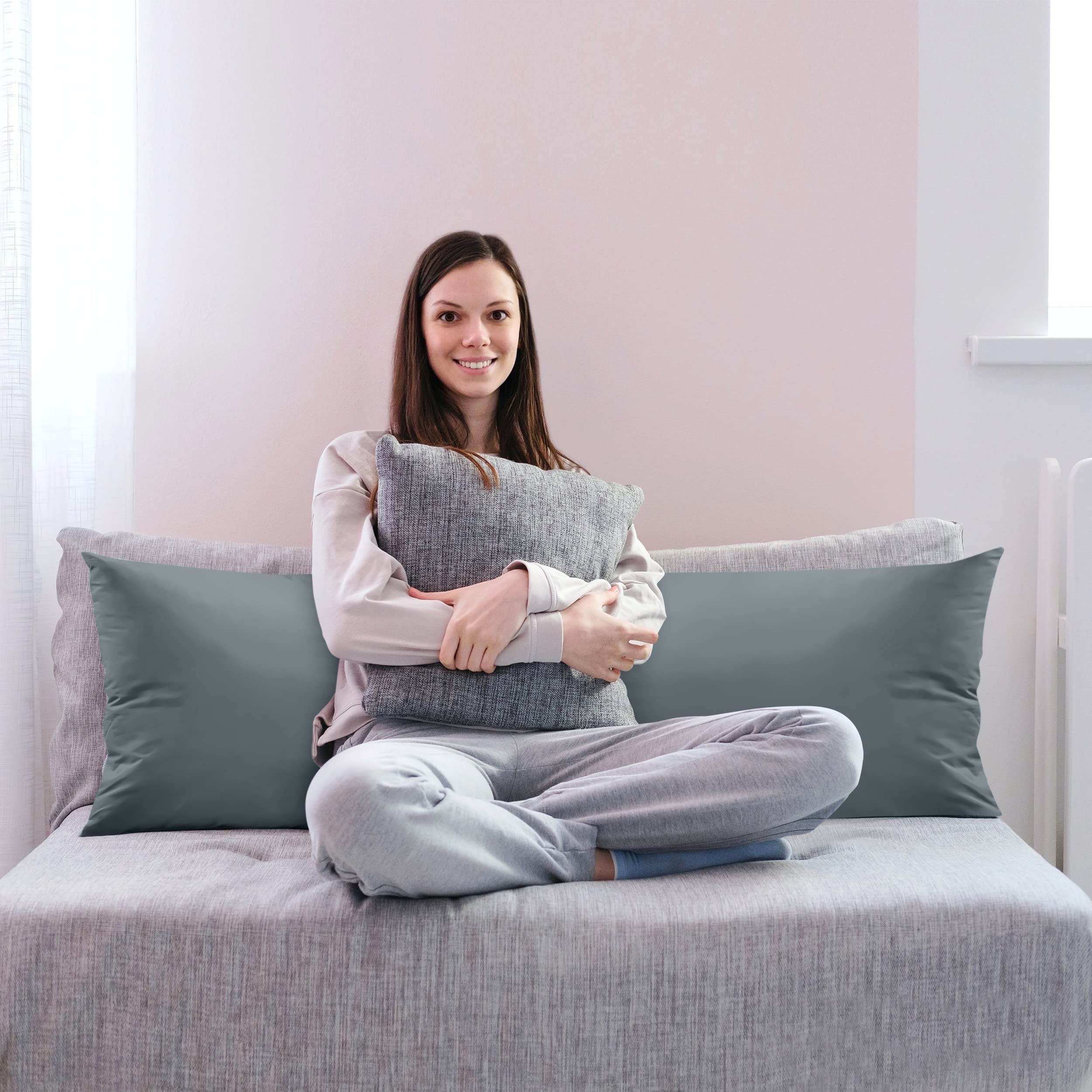 Utopia Bedding comparaison taille avec personne, montre longueur 54 pouces