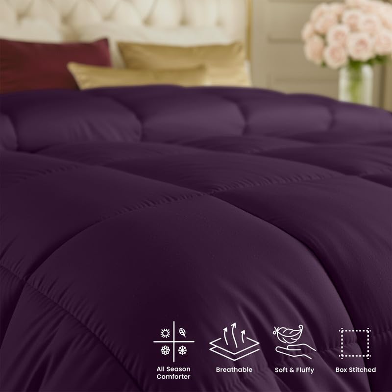 Utopia Bedding comparaison taille 88x88 plum, vérification d'ajustement Queen