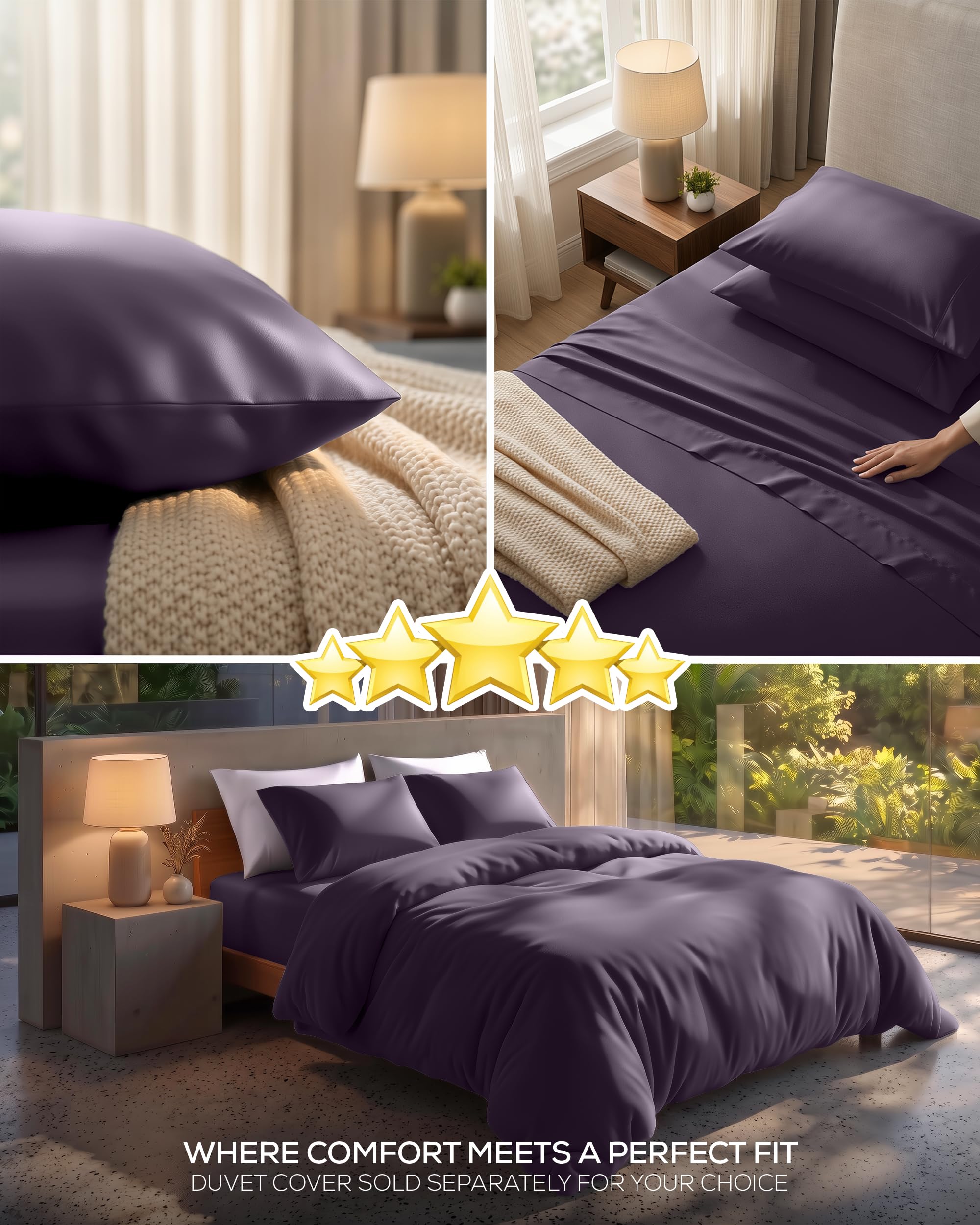 Utopia Bedding draps posés sur lit queen, visualisation des dimensions