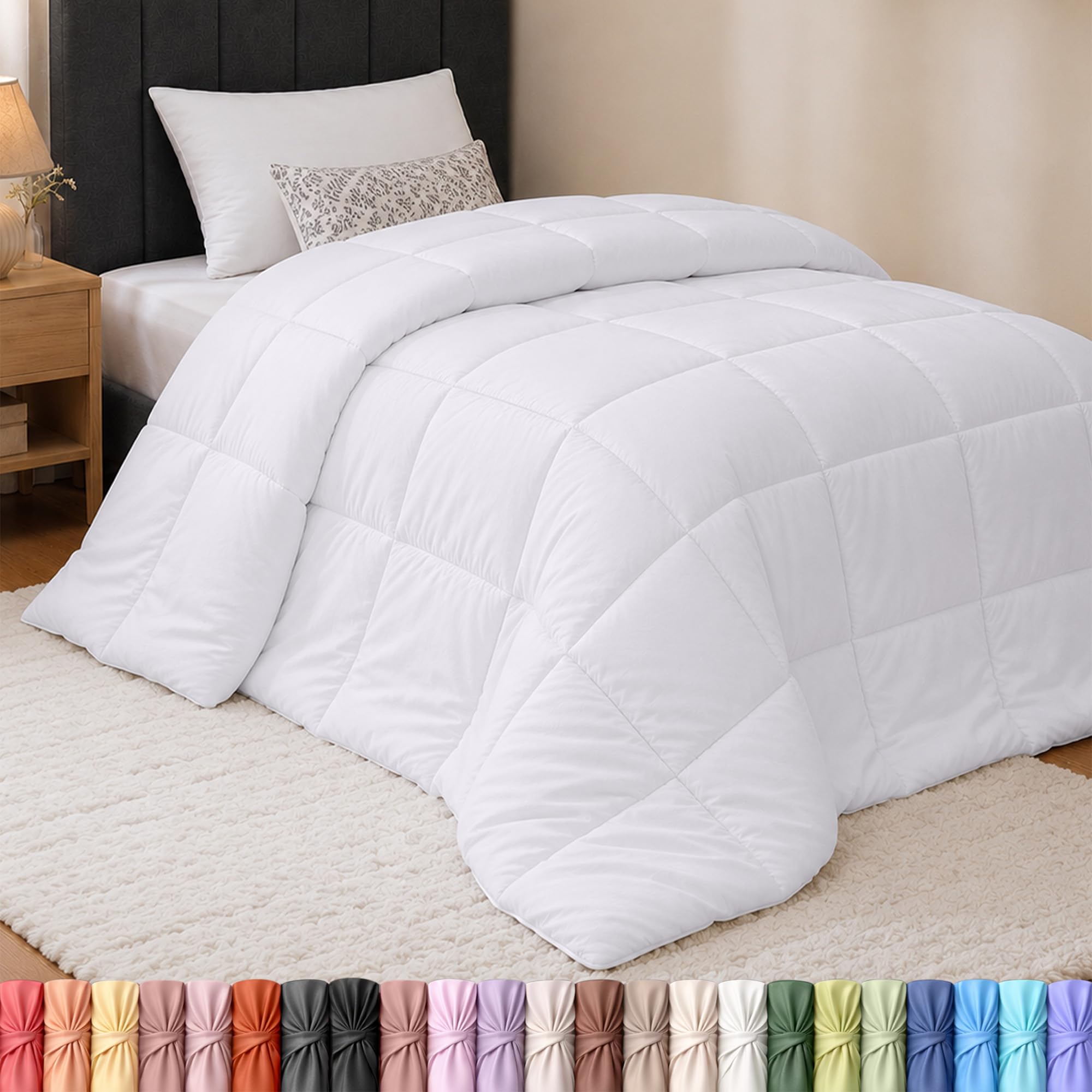 Utopia Bedding vue avant du packaging montrant la couette Twin et ses dimensions utiles
