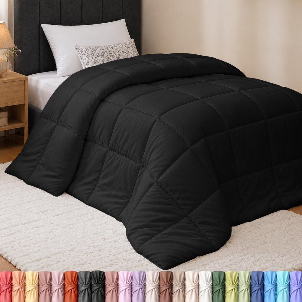 Utopia Bedding vue avant de la couette noire, aspect propre et net