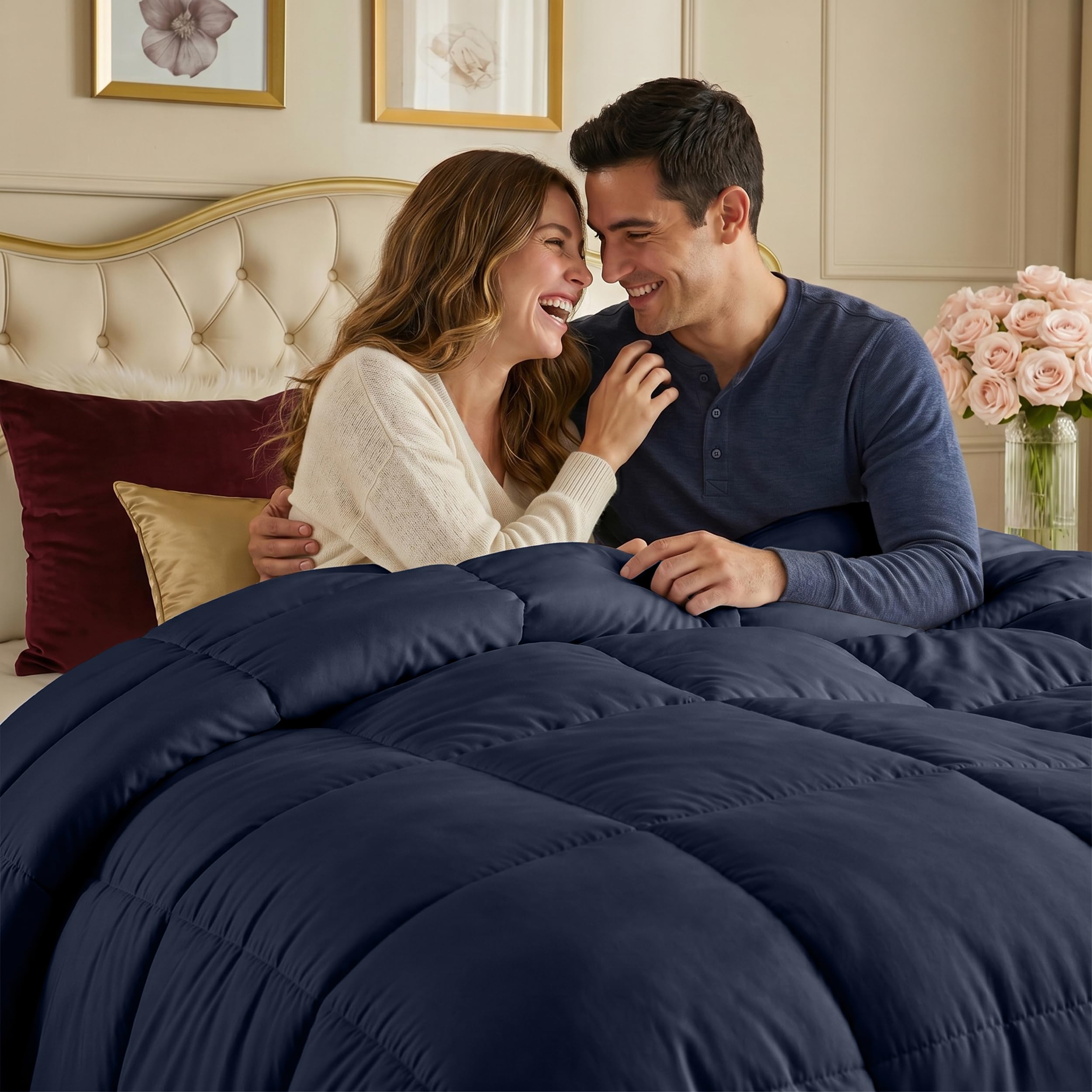 Utopia Bedding couette sur lit stylisé apportant une ambiance soignée