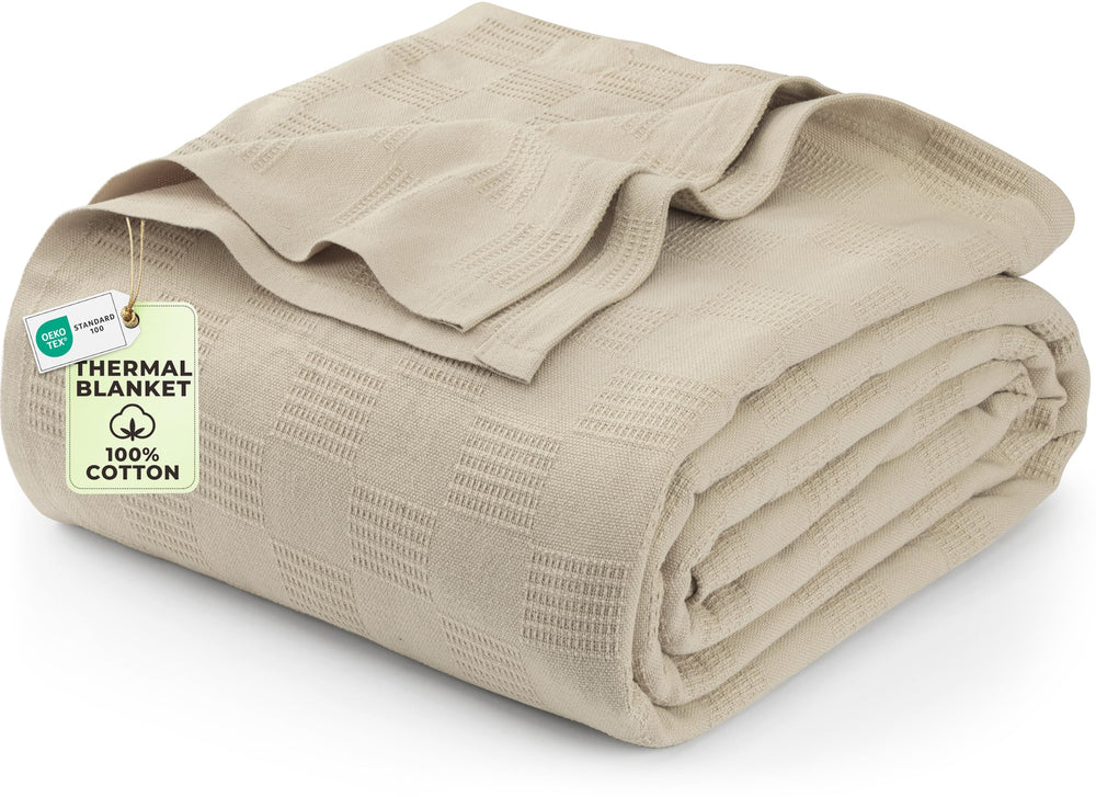 Utopia Bedding couverture thermique face avant montrant taille et couleur khaki bénéfice chaleur légère