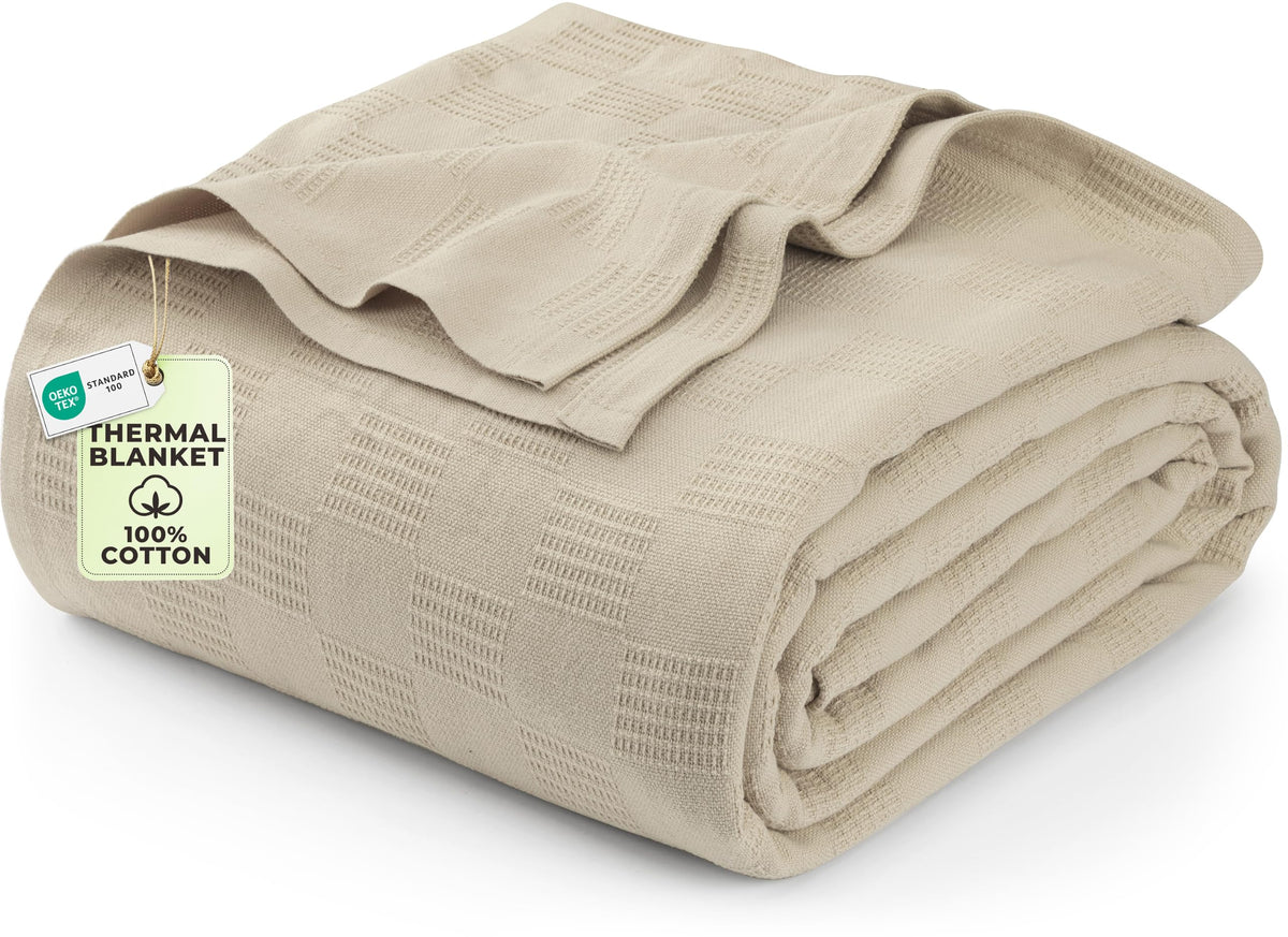 Utopia Bedding couverture thermique face avant montrant taille et couleur khaki bénéfice chaleur légère