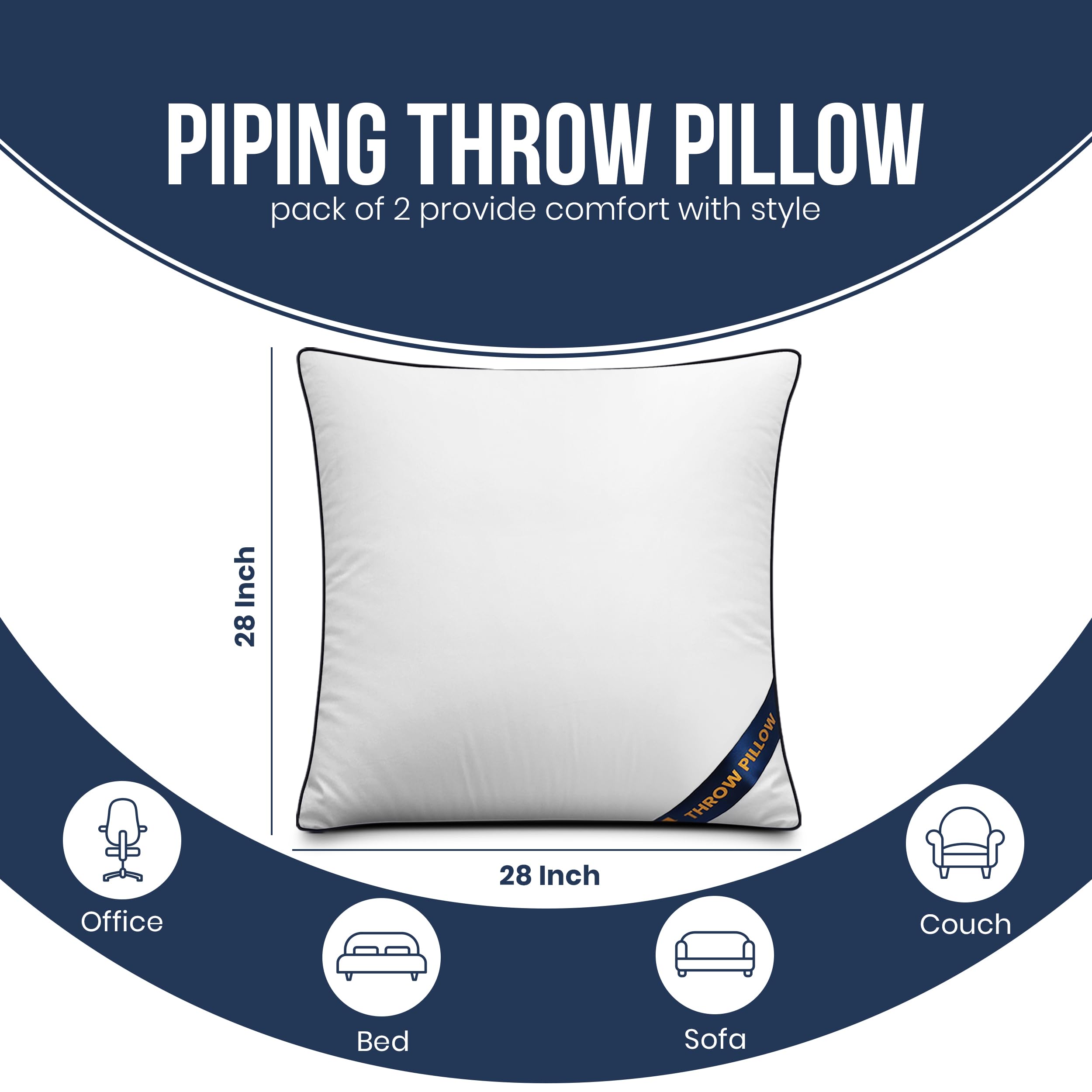 Utopia Bedding gros plan sur galon bleu marine apportant renfort et esthétique
