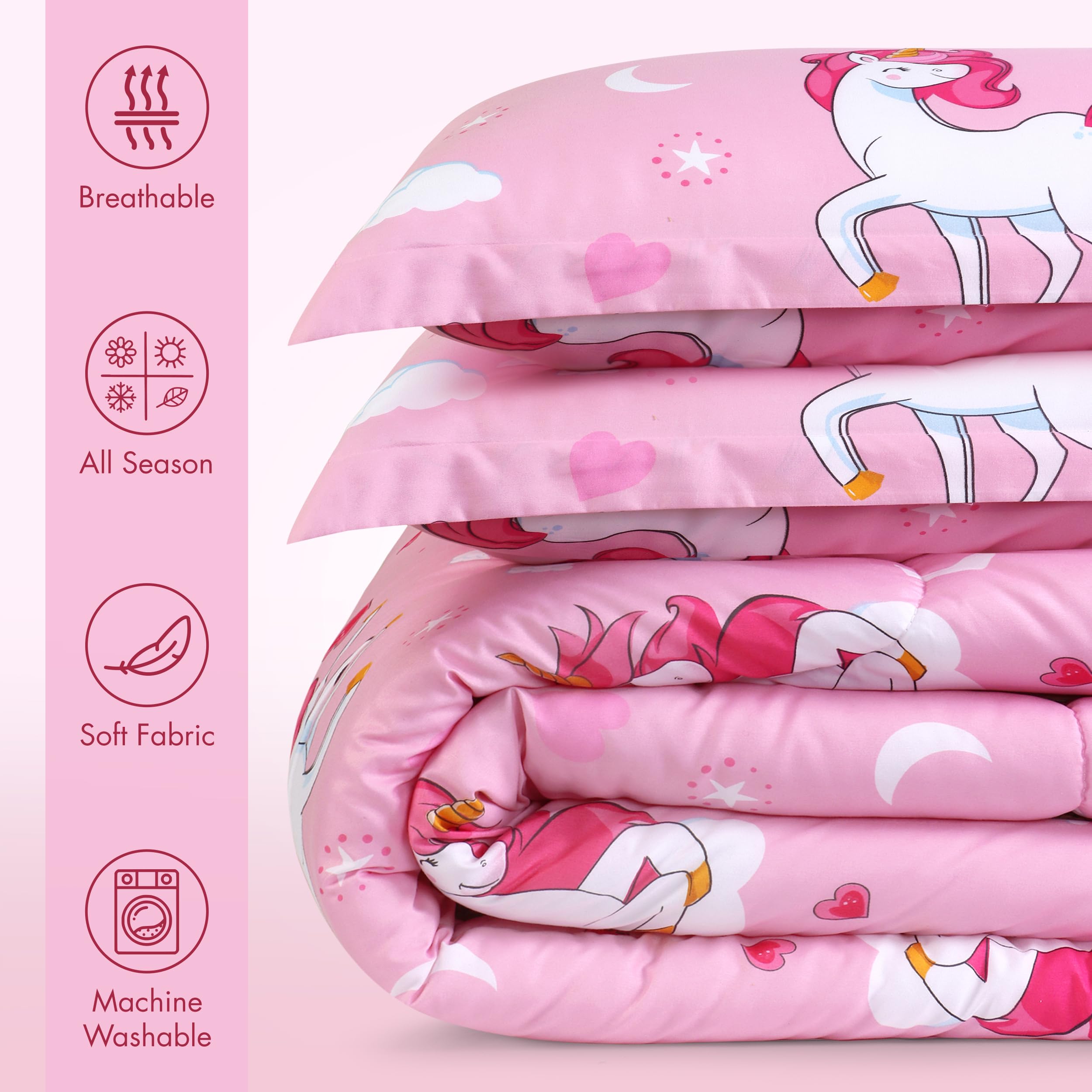 Utopia Bedding gros plan du motif licorne soulignant le design amusant
