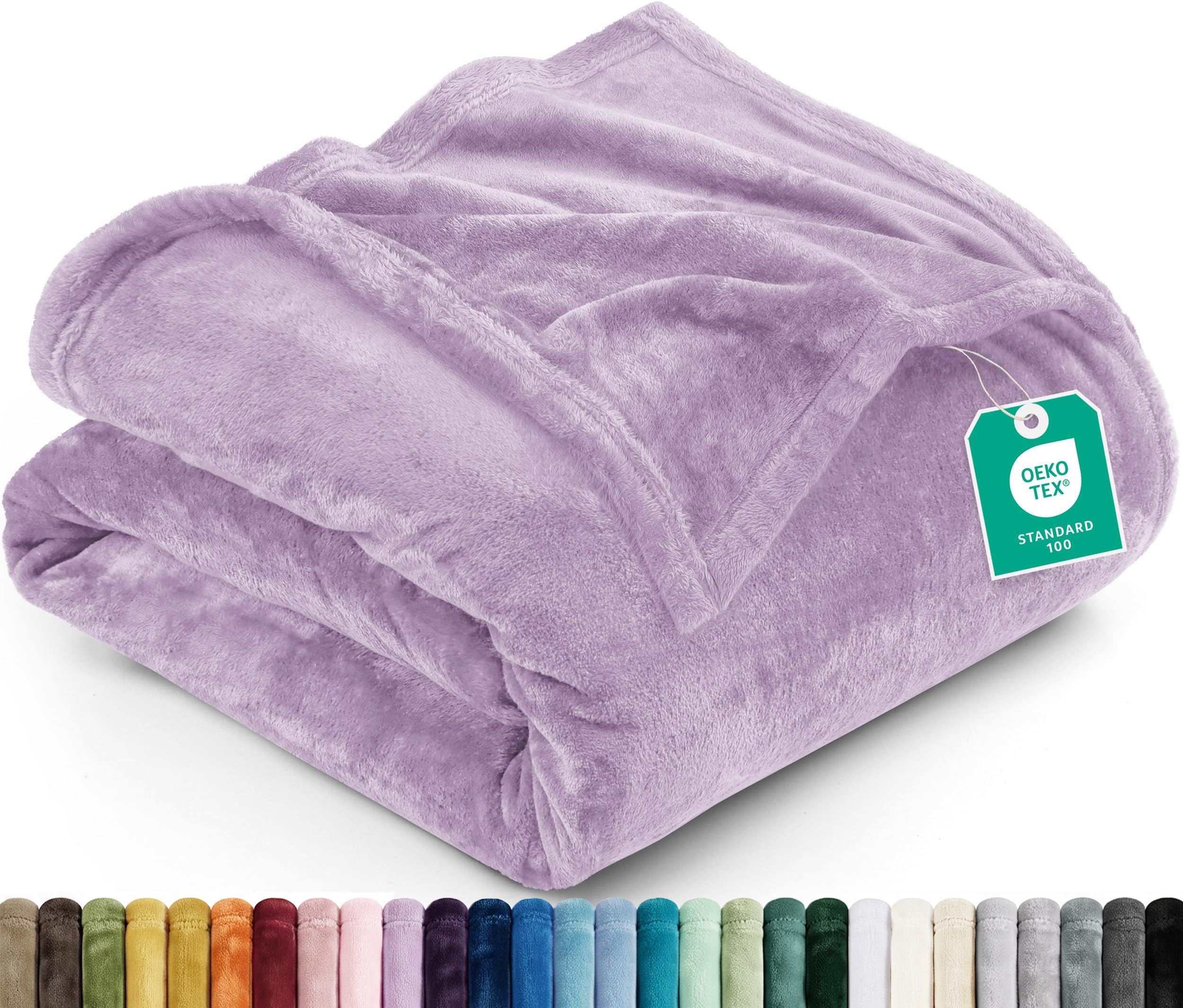Utopia Bedding vue de face du plaid lilas montrant couleur et finition