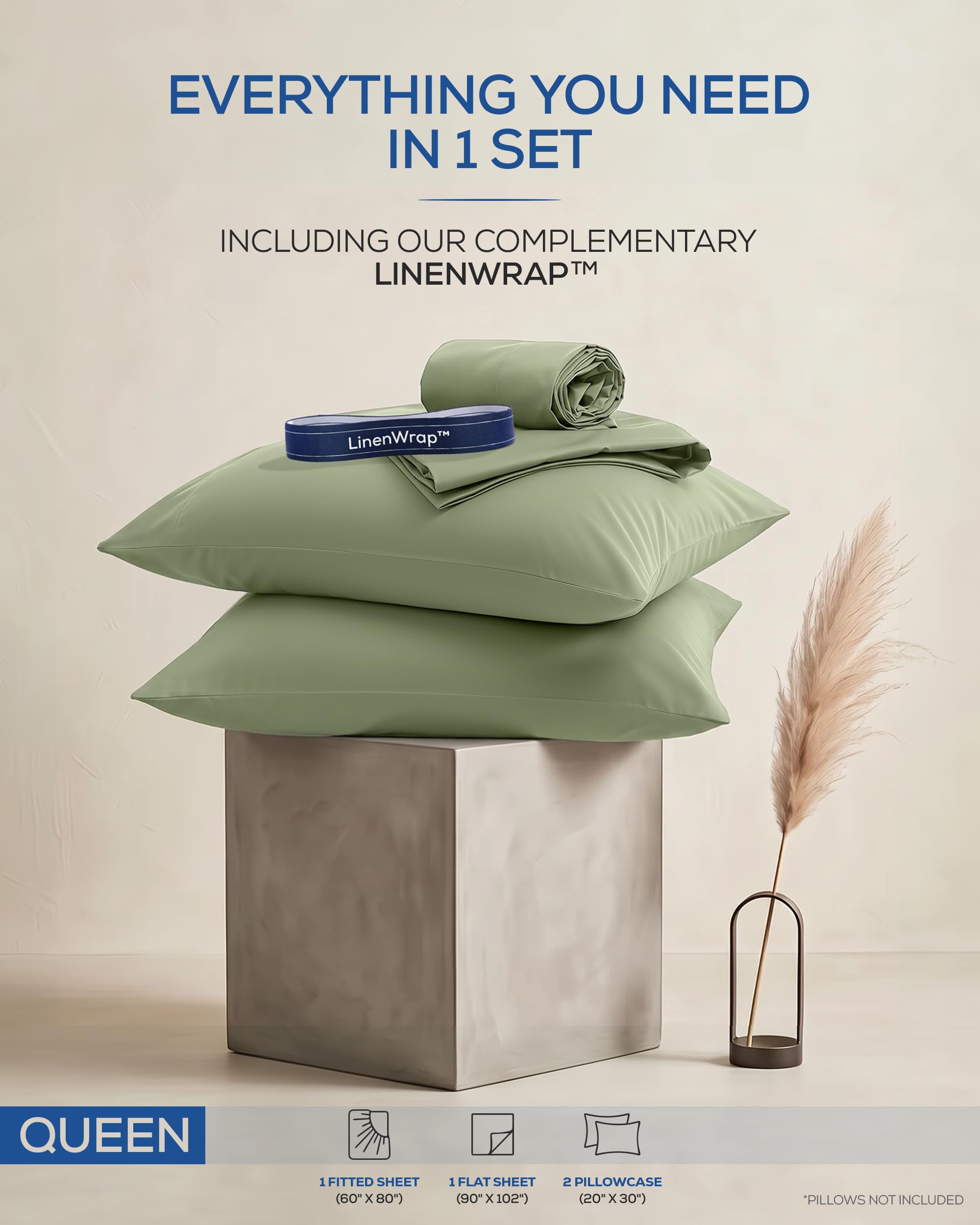 Utopia Bedding drap plat et taies pliées en détail illustrant finition soignée et prêts à poser
