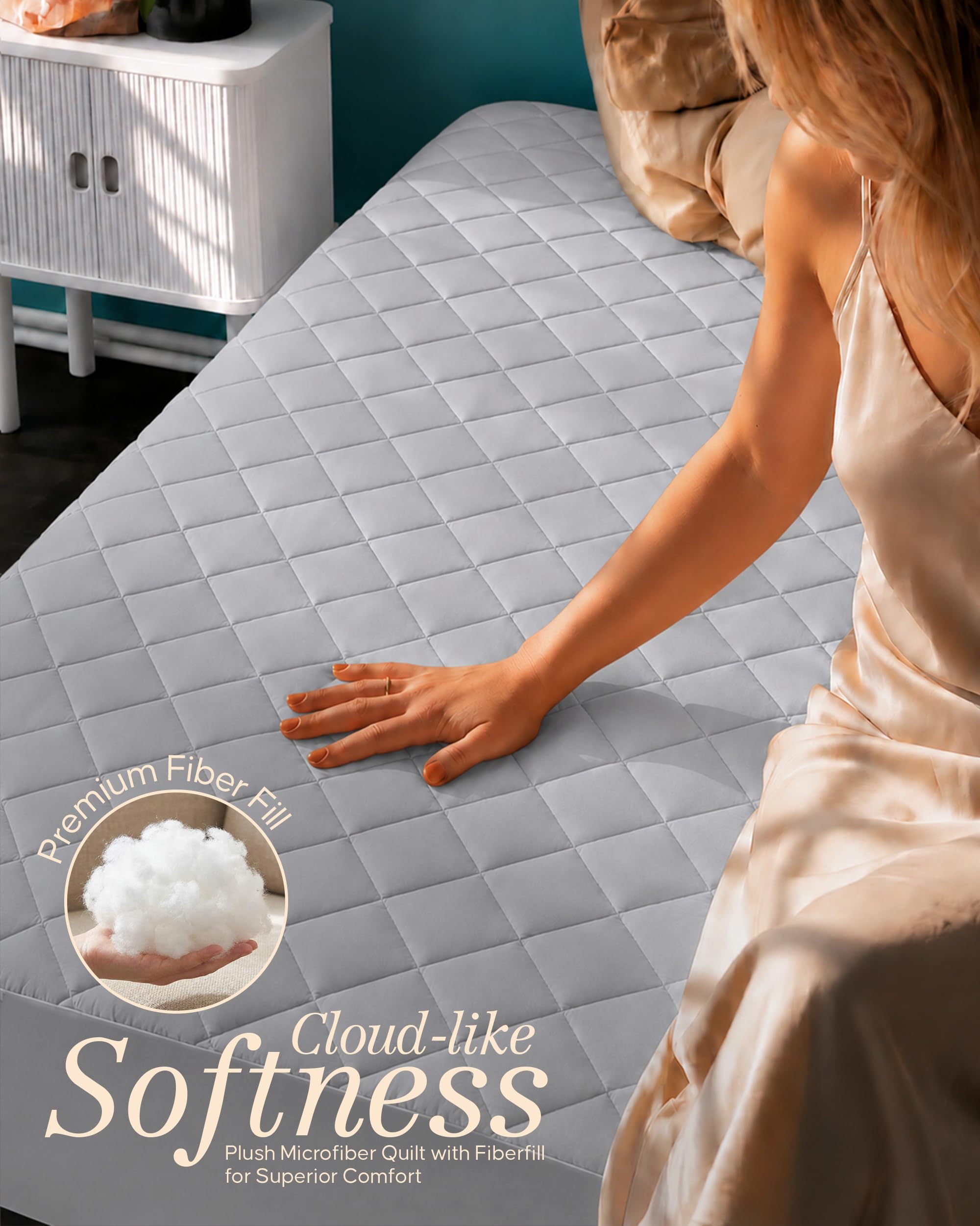 Utopia Bedding comparaison d'échelle montrant l'ajustement sur matelas profond