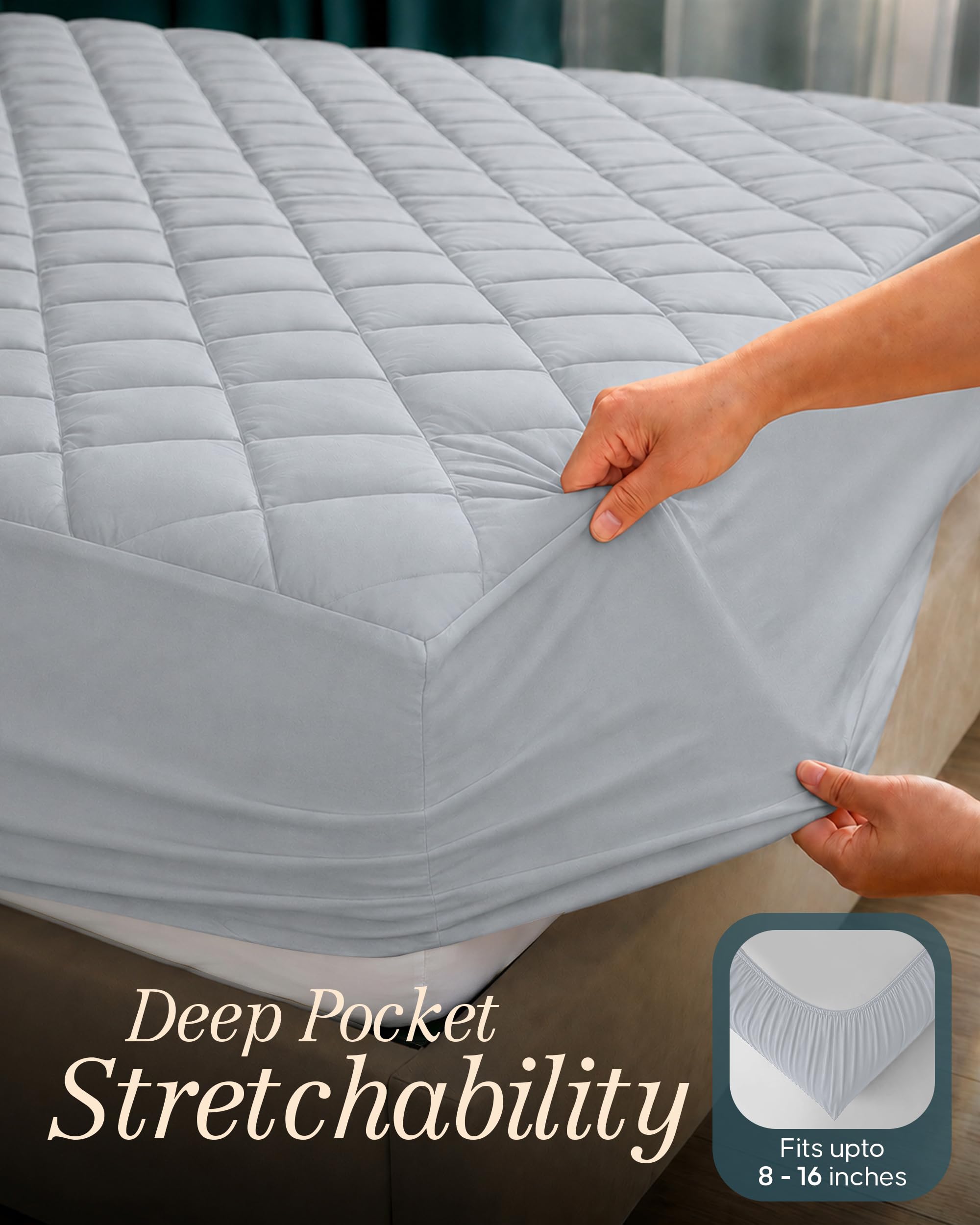 Utopia Bedding détail de l'élastique de contour assurant un maintien sécurisé