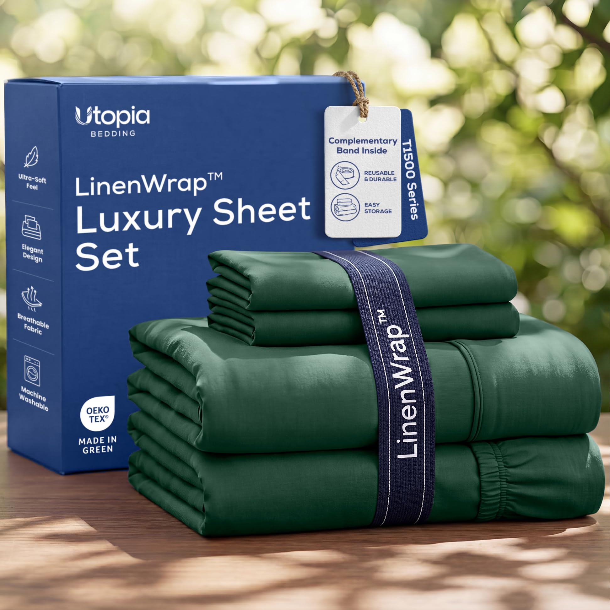 Utopia Bedding vue avant de l'ensemble émeraude, finition soignée