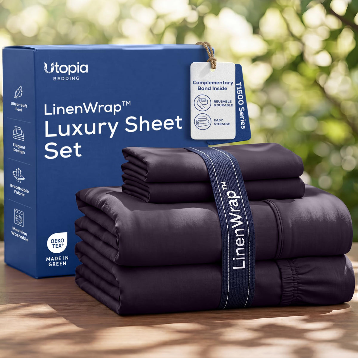 Utopia Bedding ensemble violet montrant drap-housse et taies, qualité douce