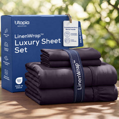 Utopia Bedding ensemble violet montrant drap-housse et taies, qualité douce
