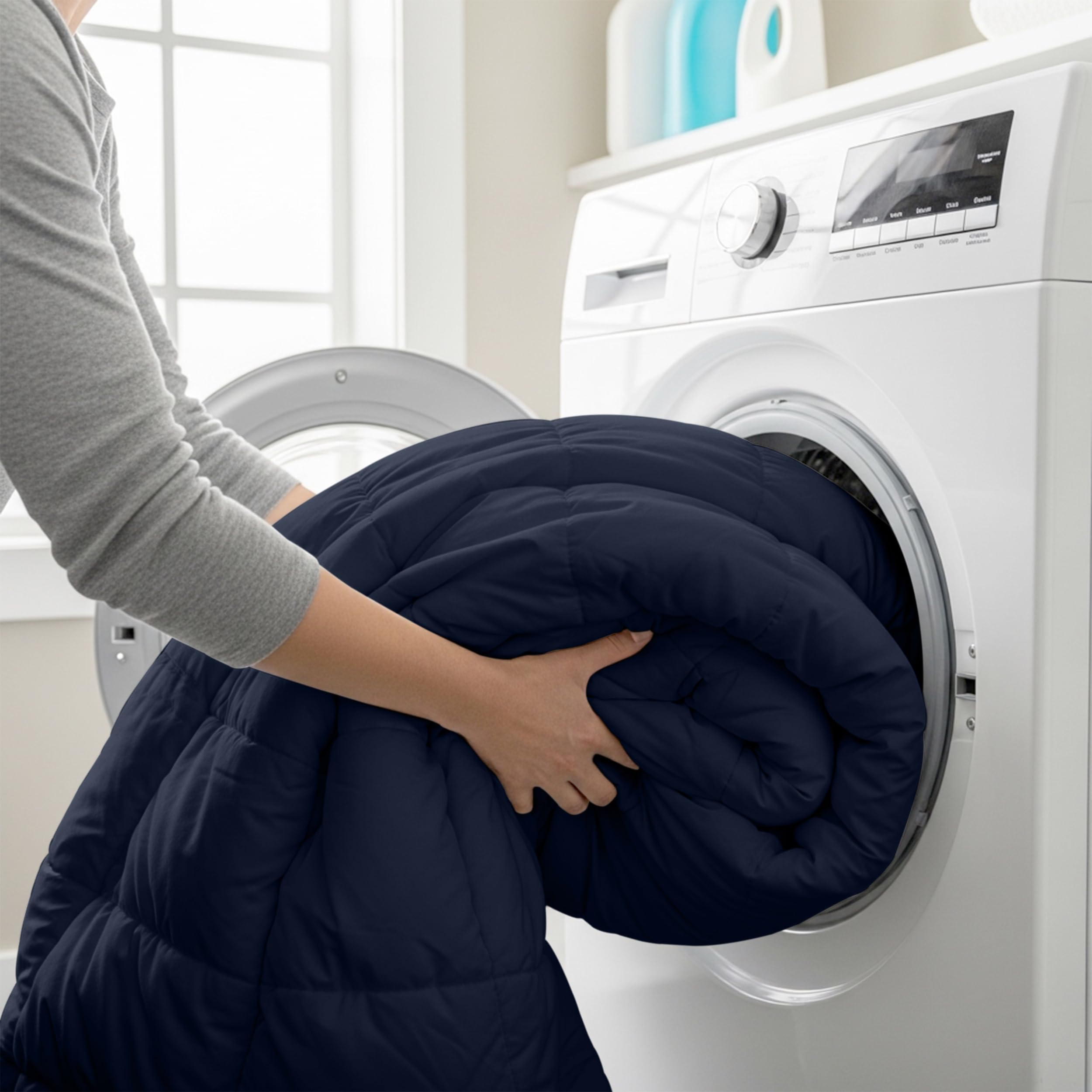 Utopia Bedding étiquette d'entretien indiquant lavage facile et longues vies