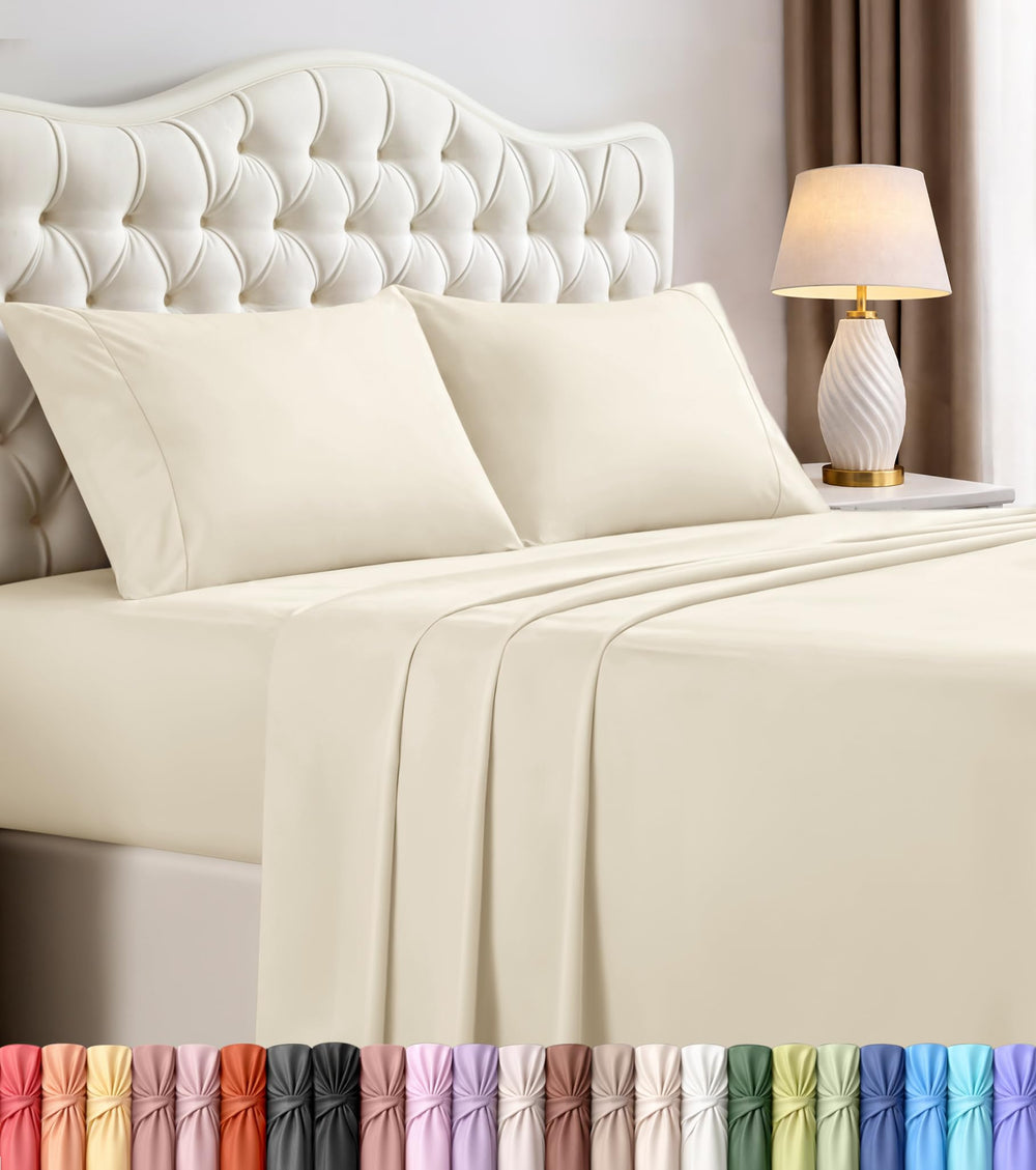 Utopia Bedding vue avant du packaging ivoire, présentation soignée et bénéfice rangement