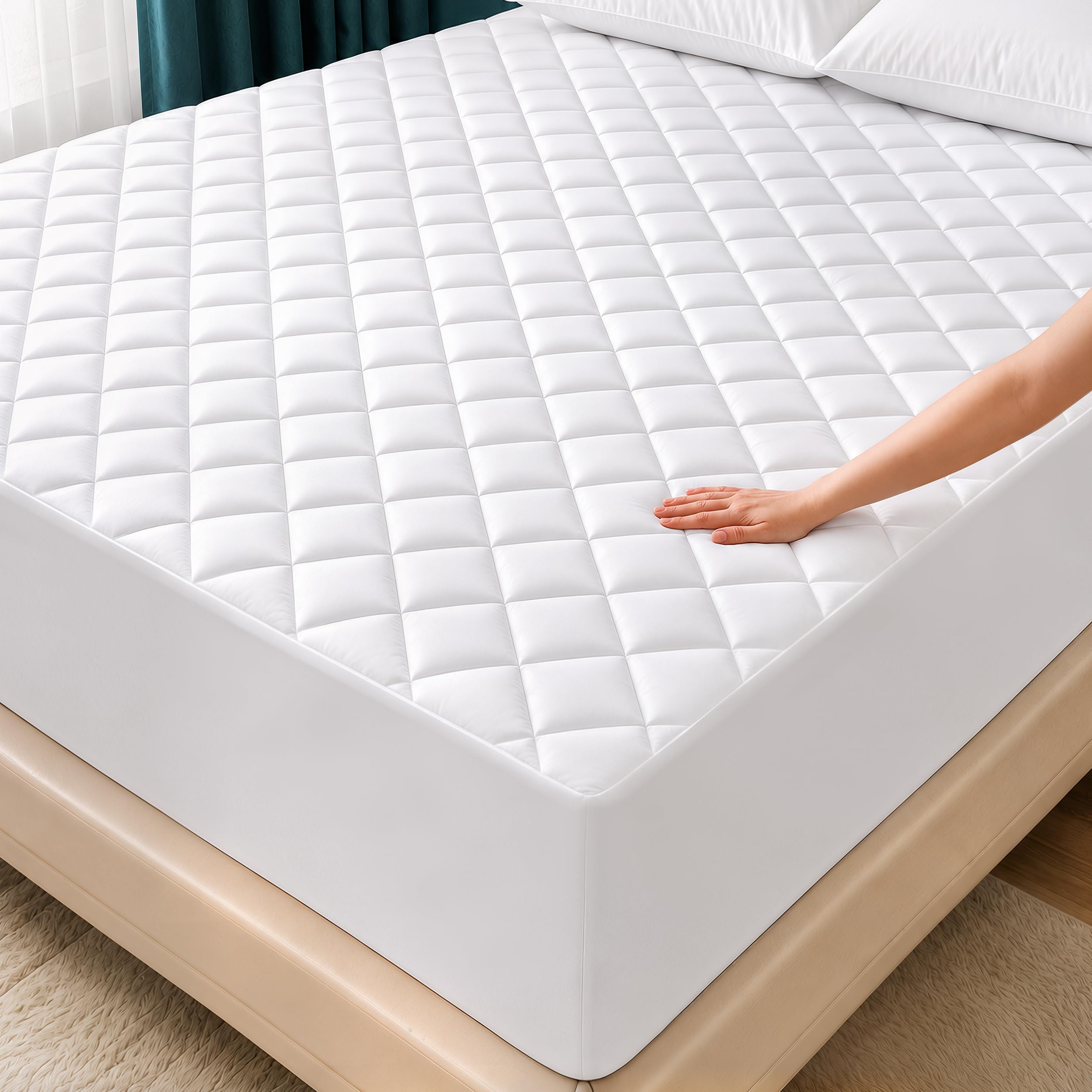 Utopia Bedding face avant du protège-matelas montrant maintien esthétique