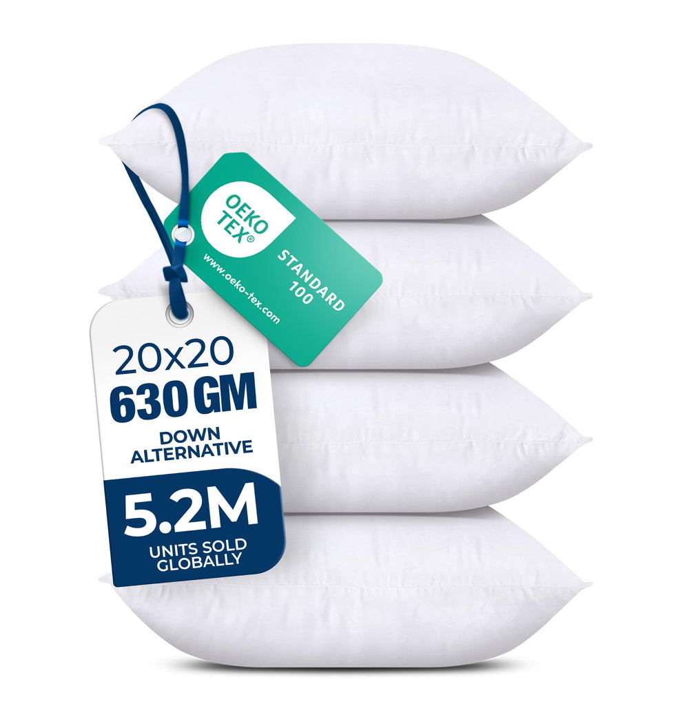 Utopia Bedding vue frontale du lot de quatre coussins blancs pour un rendu volumineux