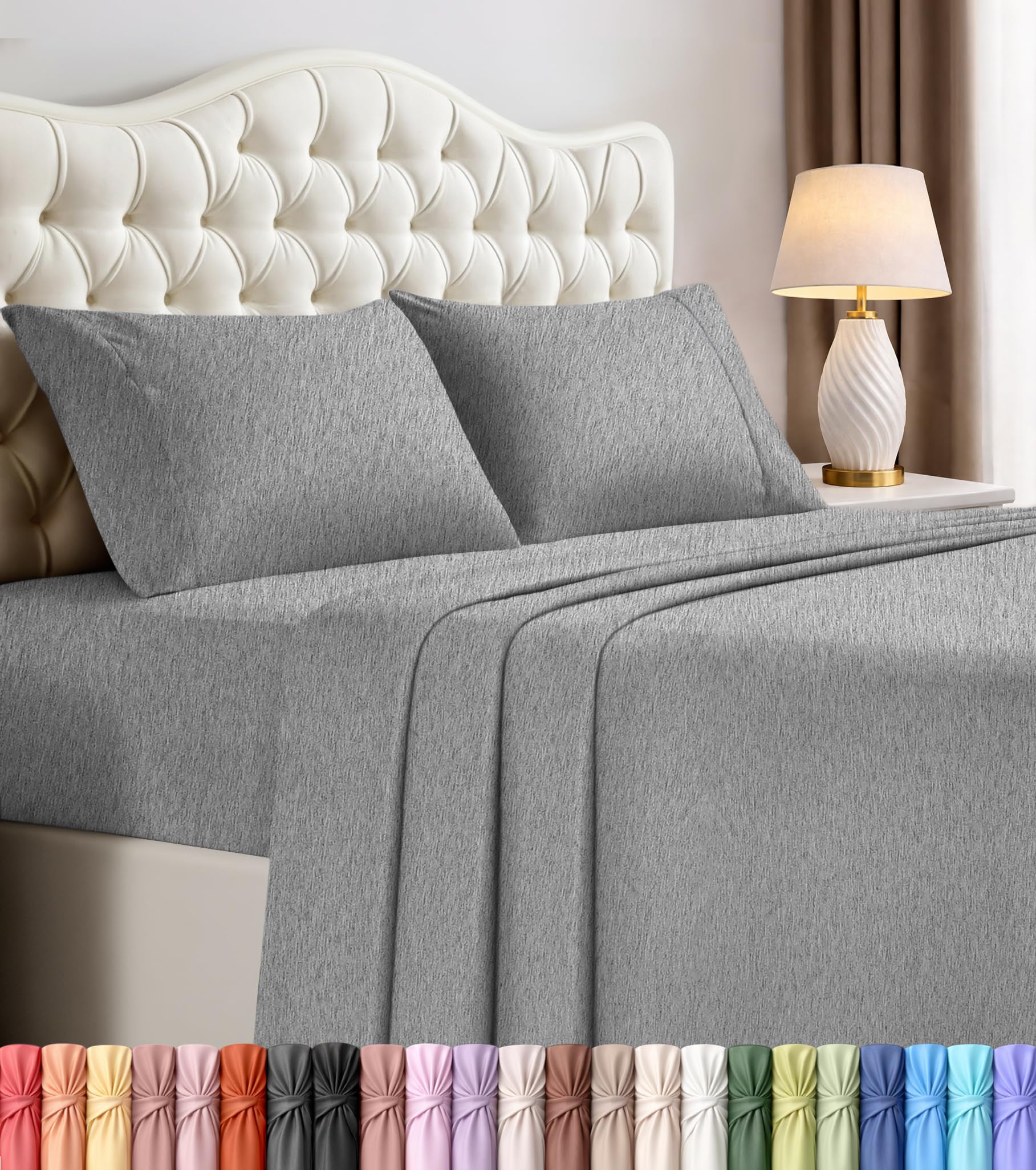 Utopia Bedding face emballage gris chiné montrant un set complet et gain de temps