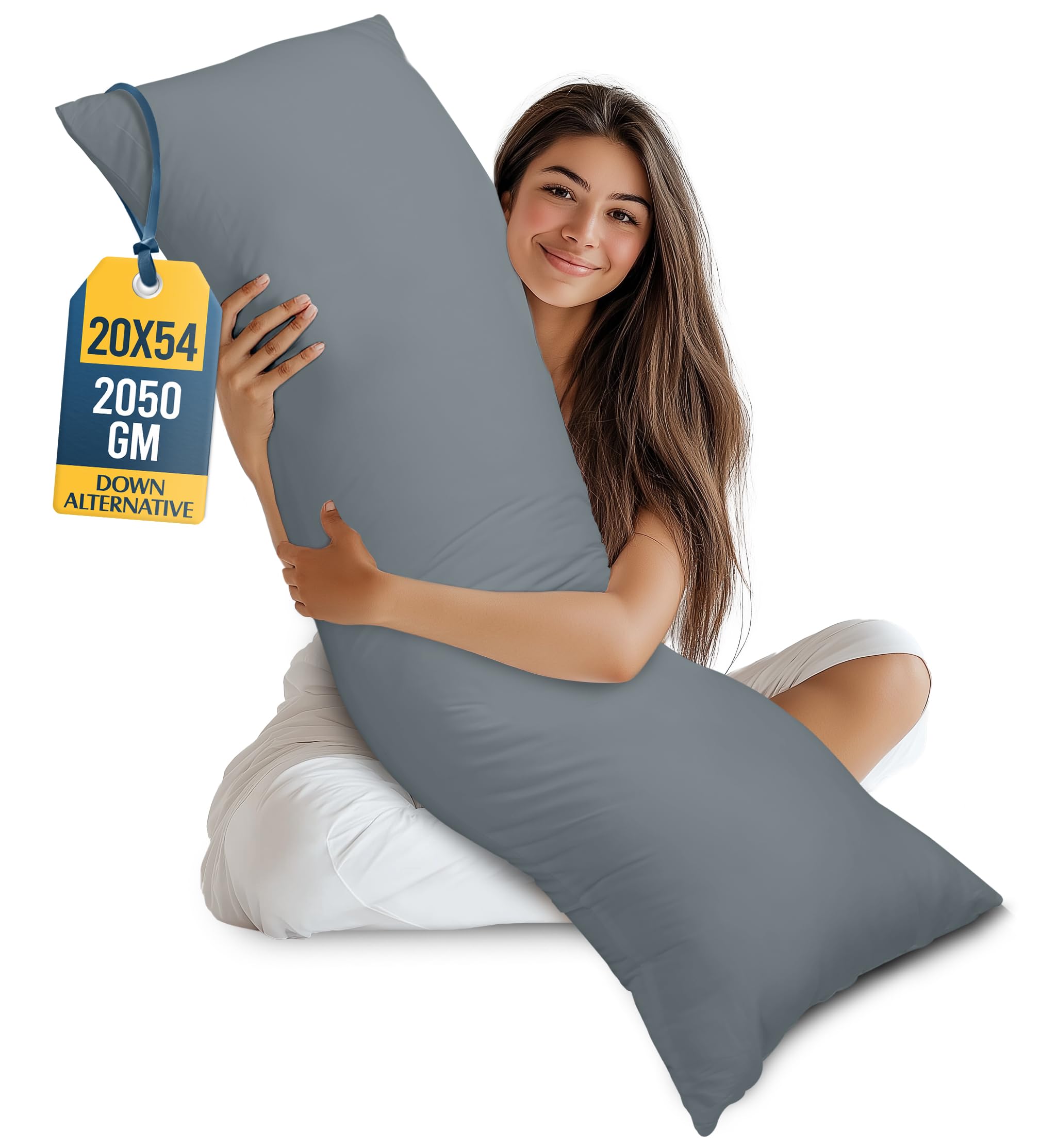 Utopia Bedding vue frontale du coussin corps gris, confort enveloppant