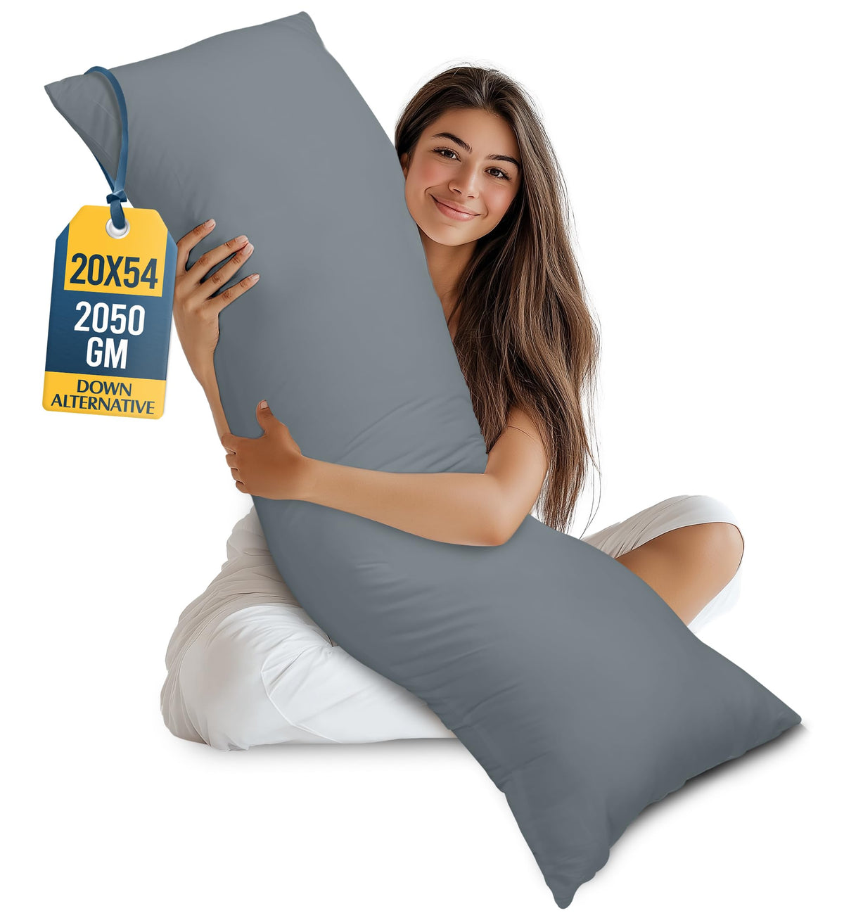 Utopia Bedding vue frontale du coussin corps gris, confort enveloppant