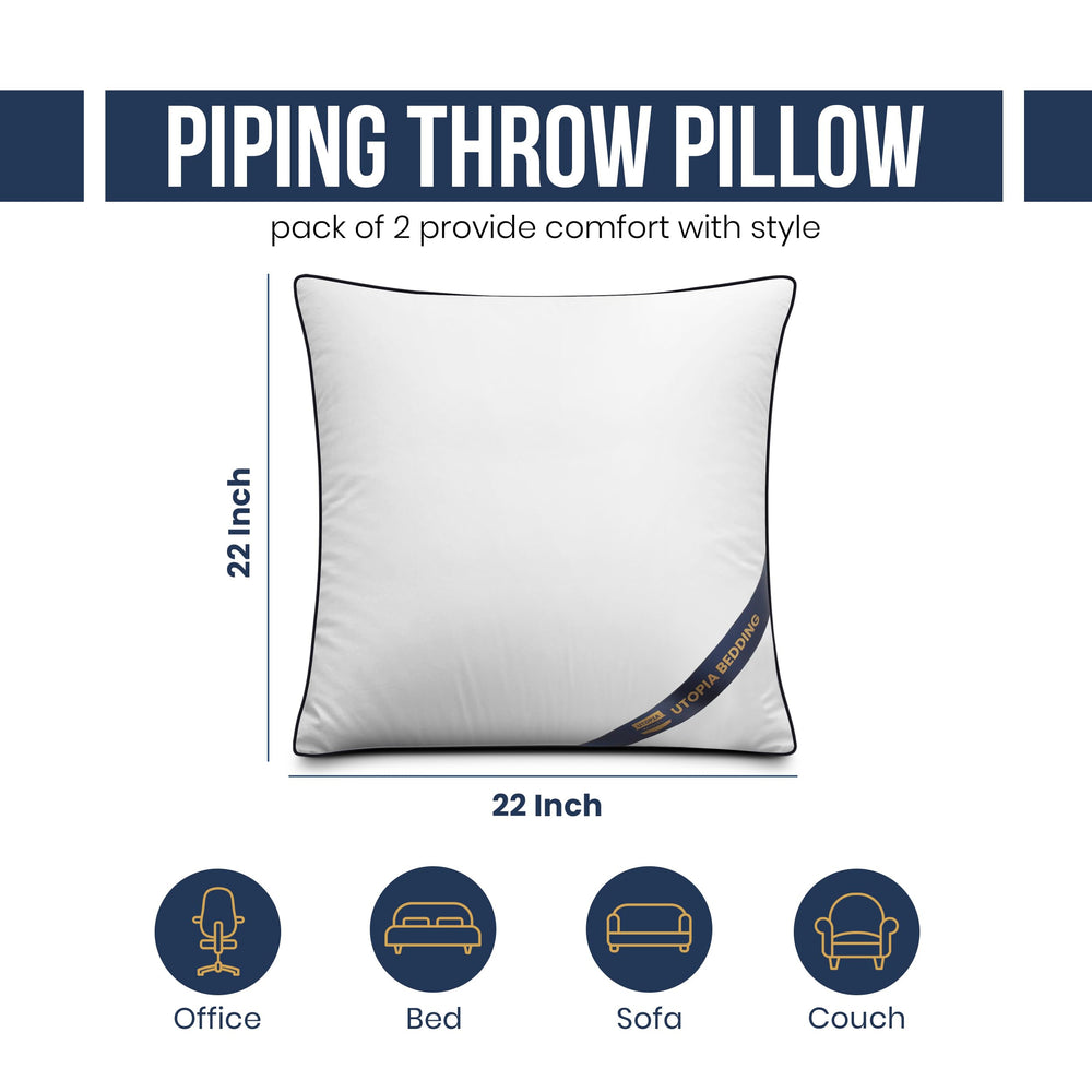 Utopia Bedding détail du piping bleu marine, finition résistante et soignée