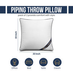 Utopia Bedding détail du piping bleu marine, finition résistante et soignée
