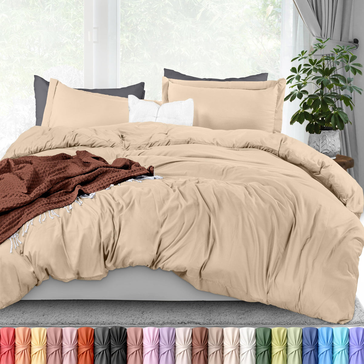 Utopia Bedding housse devant beige montrant design épuré et harmonisation facile