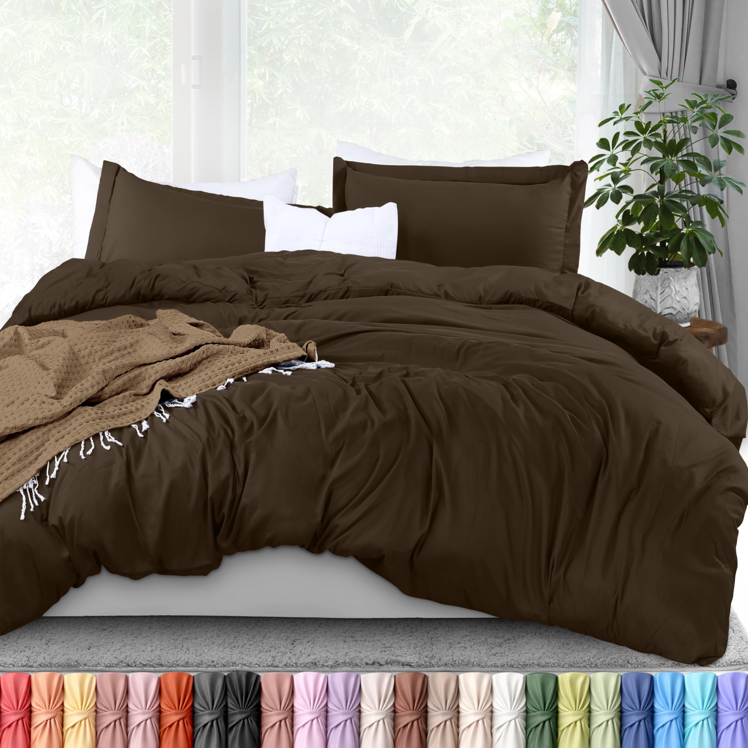 Utopia Bedding housse face avant montrant le design et la couleur marron, look soigné