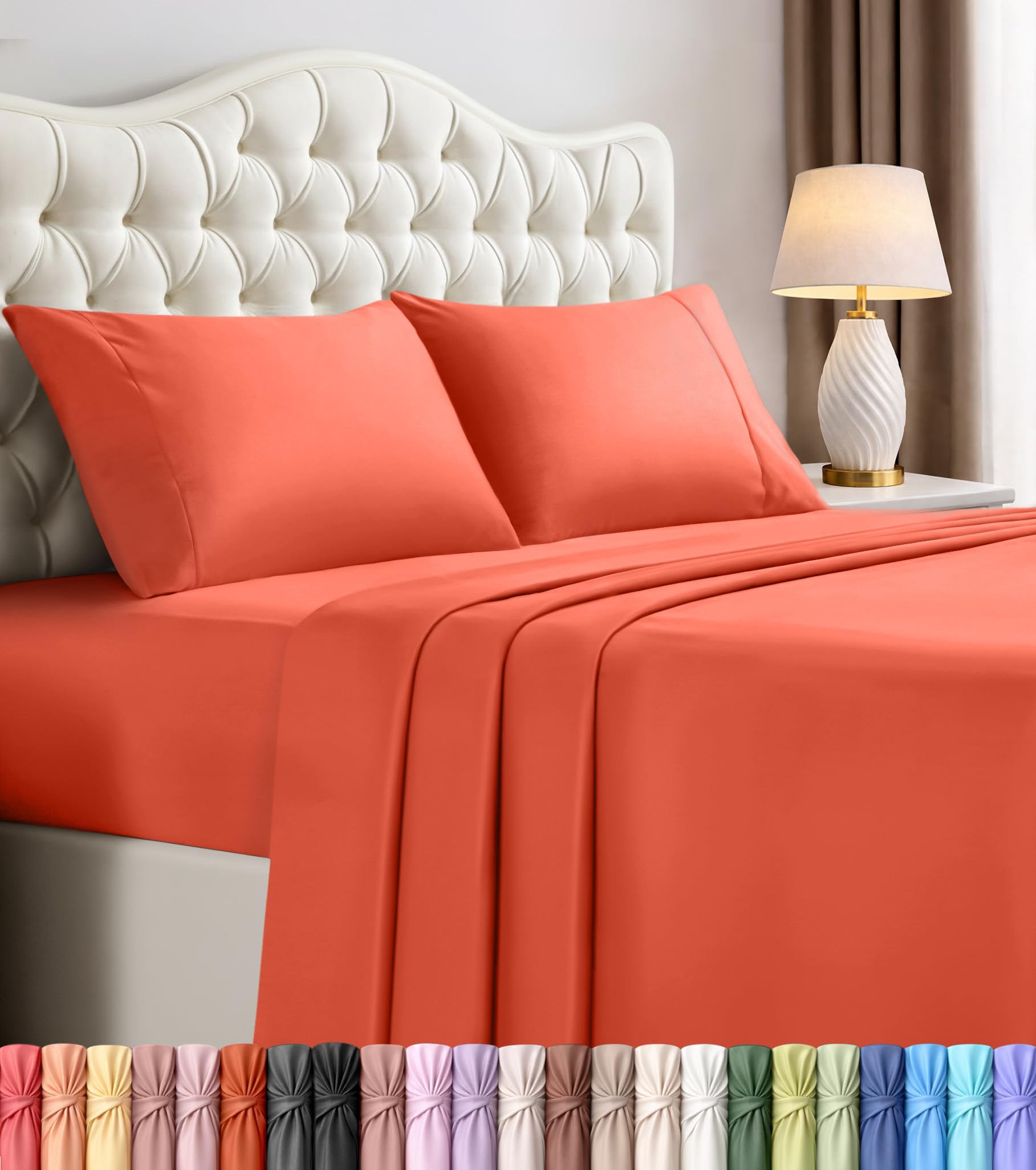 Utopia Bedding vue avant de l'ensemble king corail, apparence soignée pour chambre