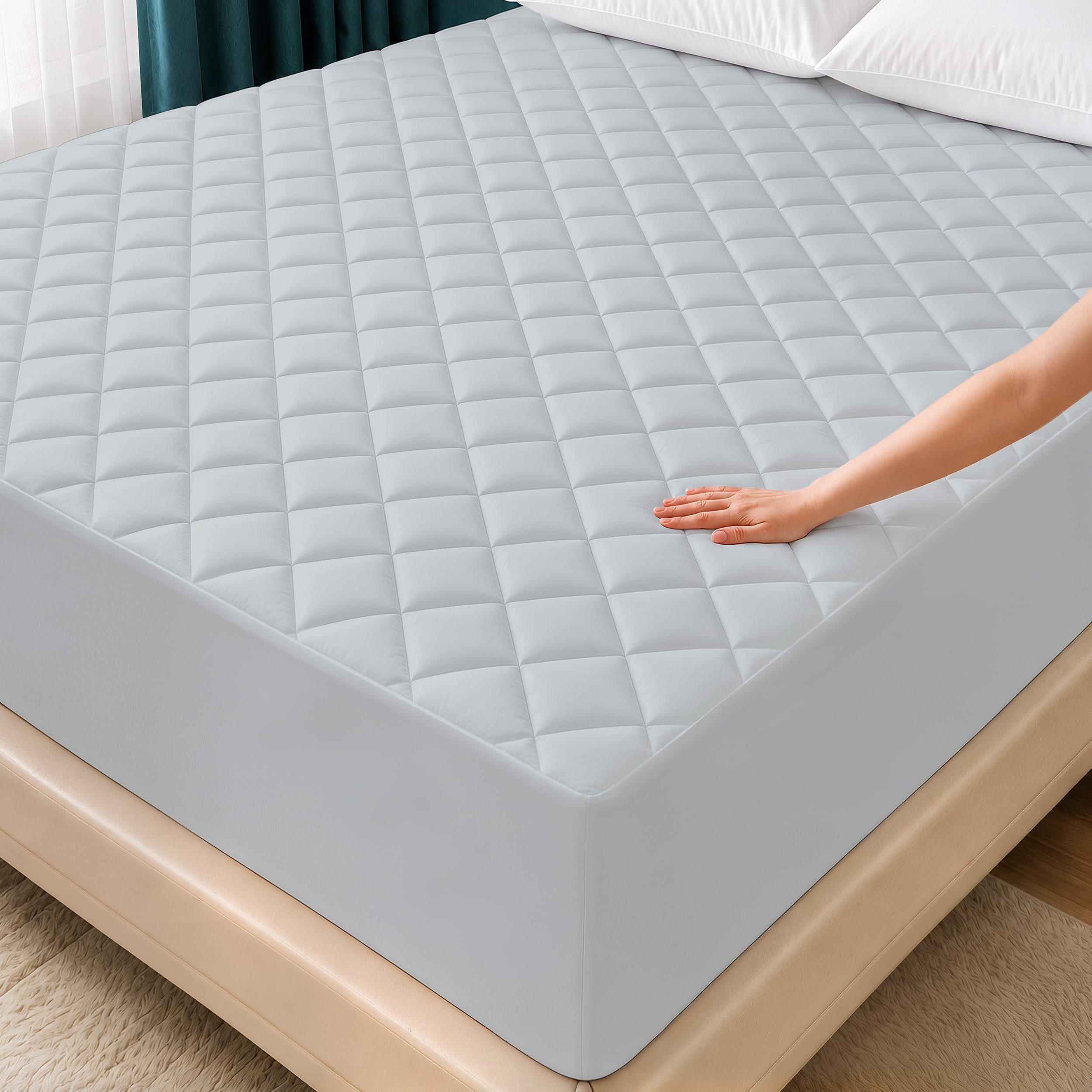 Utopia Bedding face avant du protège-matelas montrant l'ajustement et confort