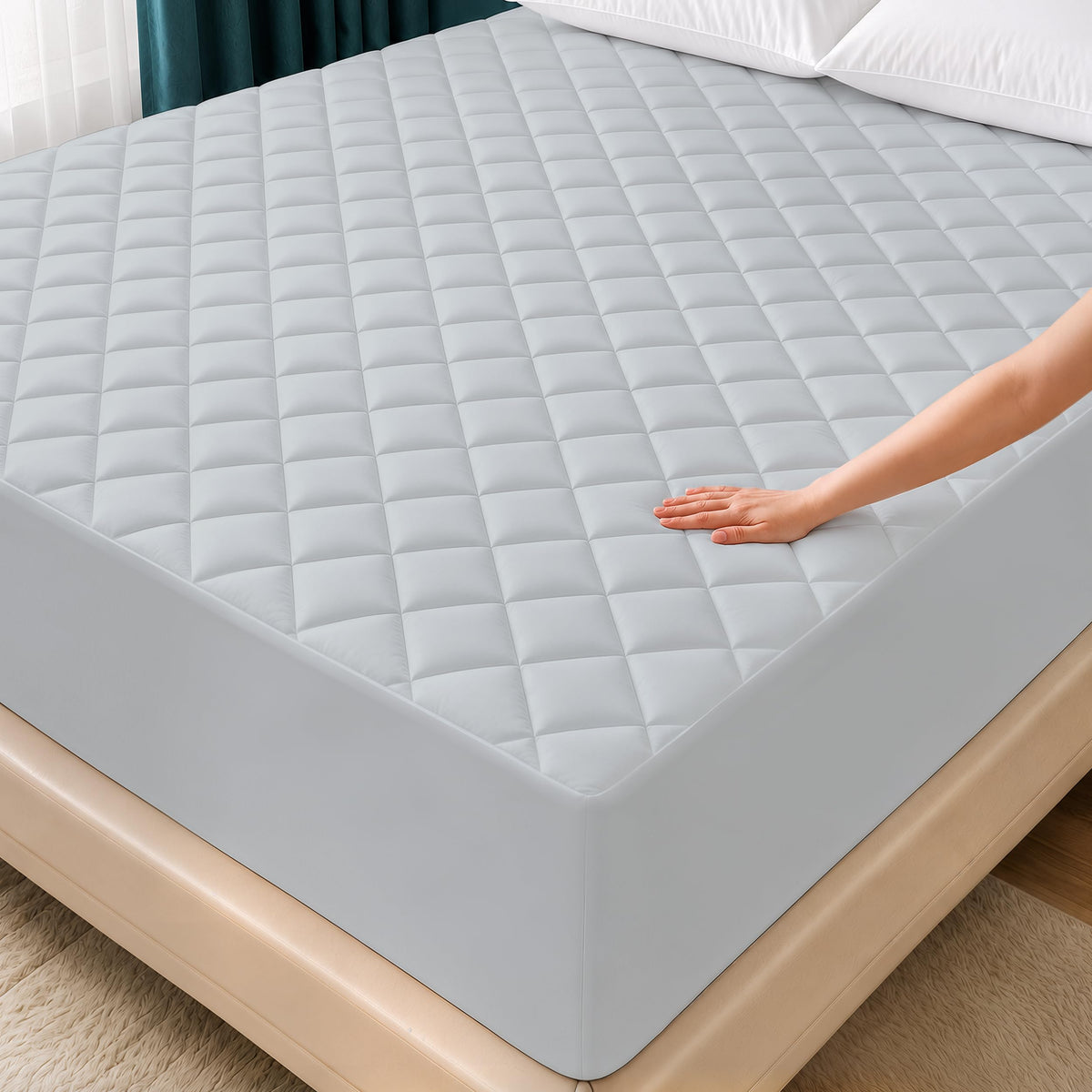 Utopia Bedding face avant du protège-matelas montrant l'ajustement et confort
