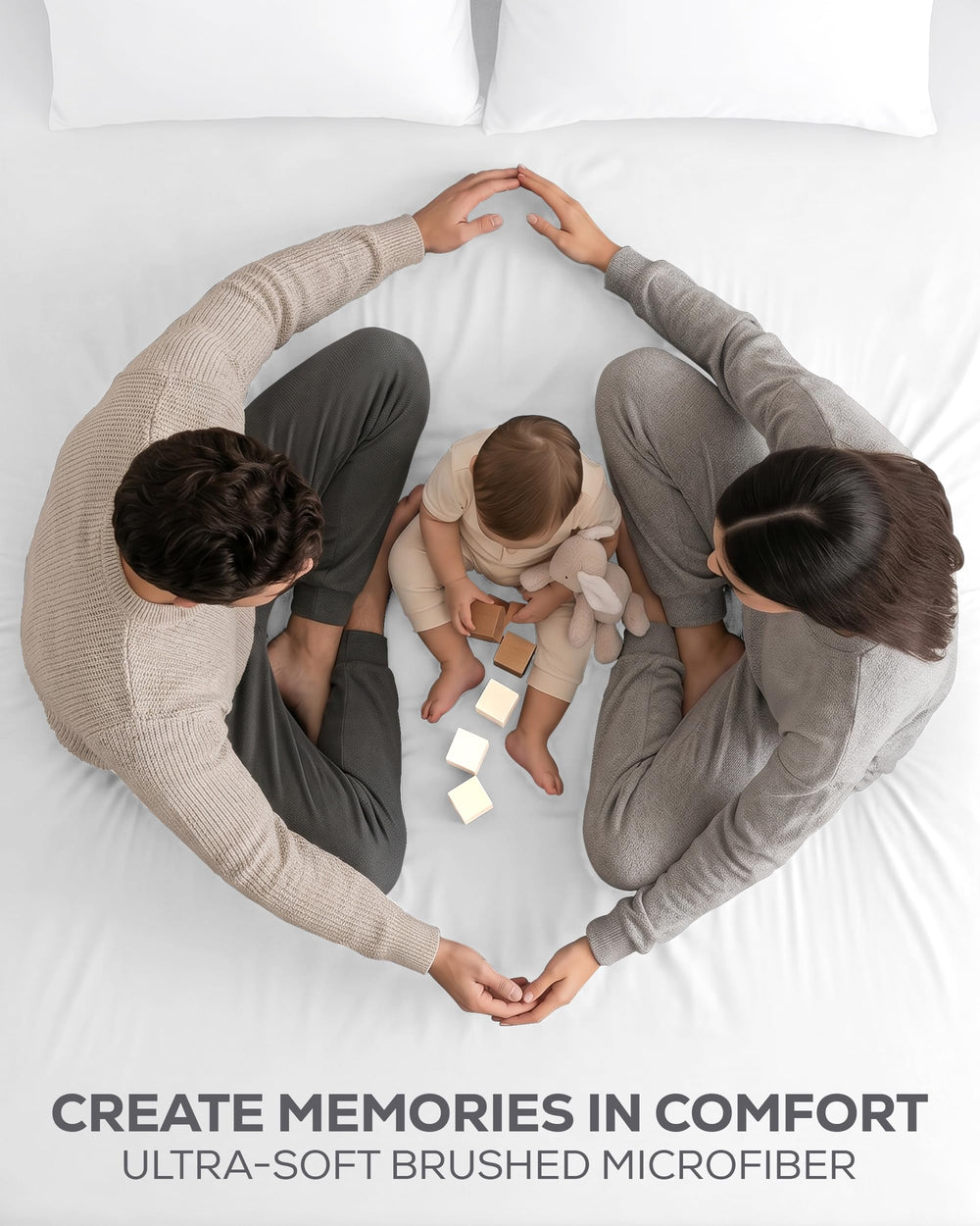 Utopia Bedding draps installés sur un lit en situation d'usage, confort visuel transformant la chambre