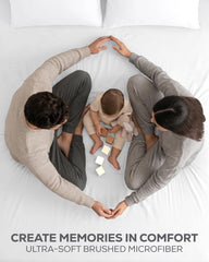 Utopia Bedding draps installés sur un lit en situation d'usage, confort visuel transformant la chambre