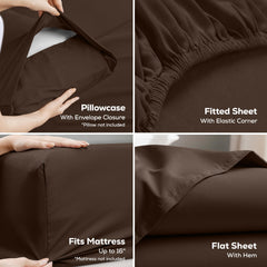 Utopia Bedding lit fait avec draps marron illustrant surface lisse et tenue