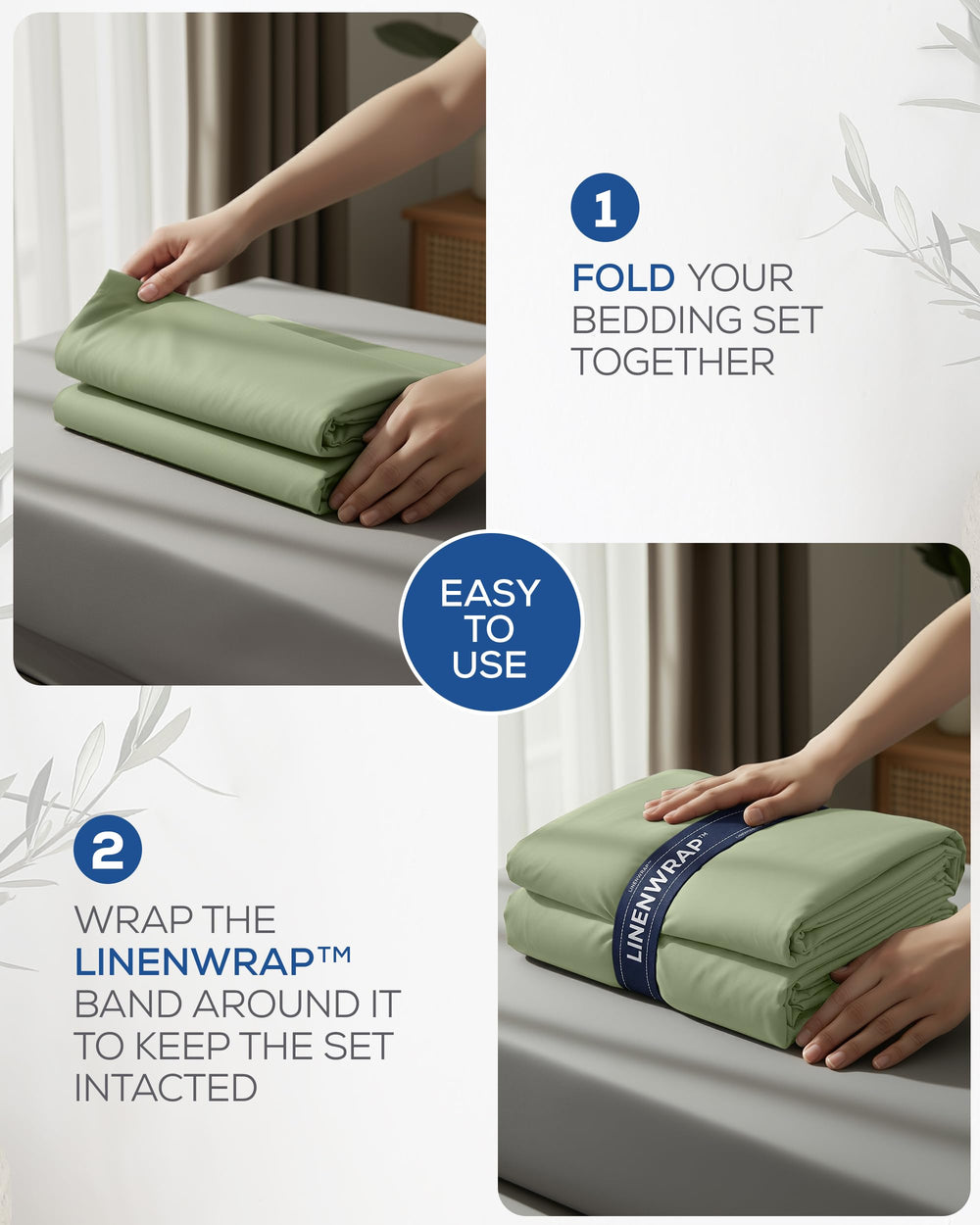 Utopia Bedding lit mis en scène dans chambre sage montrant rendu décoratif et harmonieux
