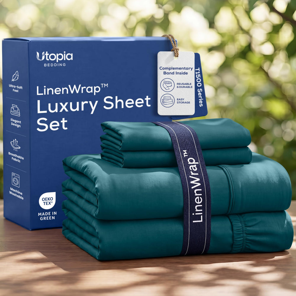 Utopia Bedding face de la parure queen teal, finition soignée et style contemporain