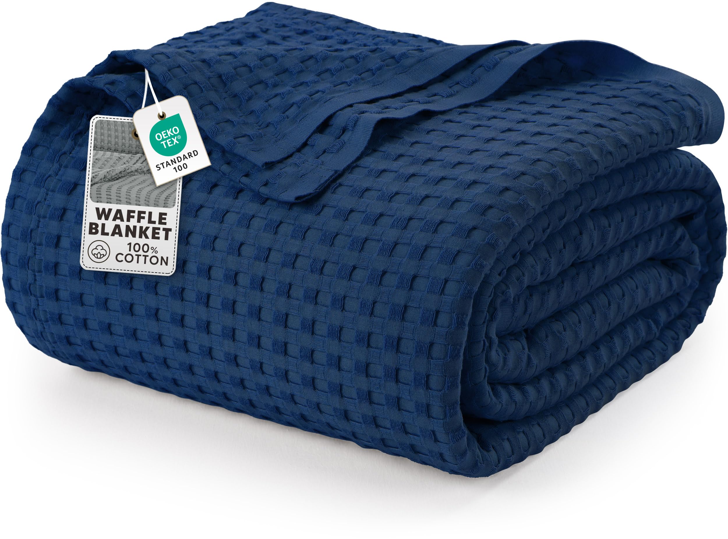 Utopia Bedding image face du plaid king size bleu marine montrant finition élégante