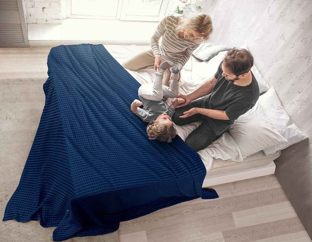 Utopia Bedding plaid plié pour voyage montrant compacité et facilité de transport