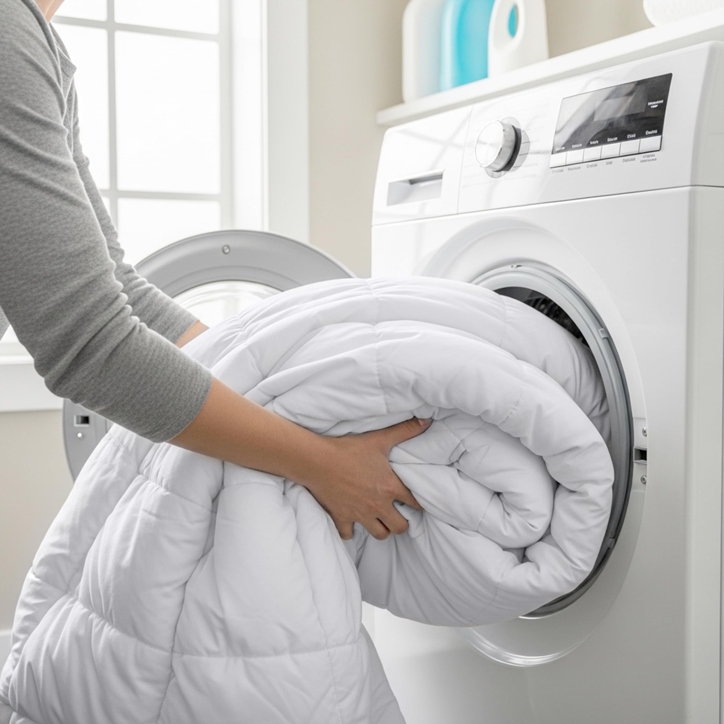 Utopia Bedding pliée pour rangement montrant compacité et facilité