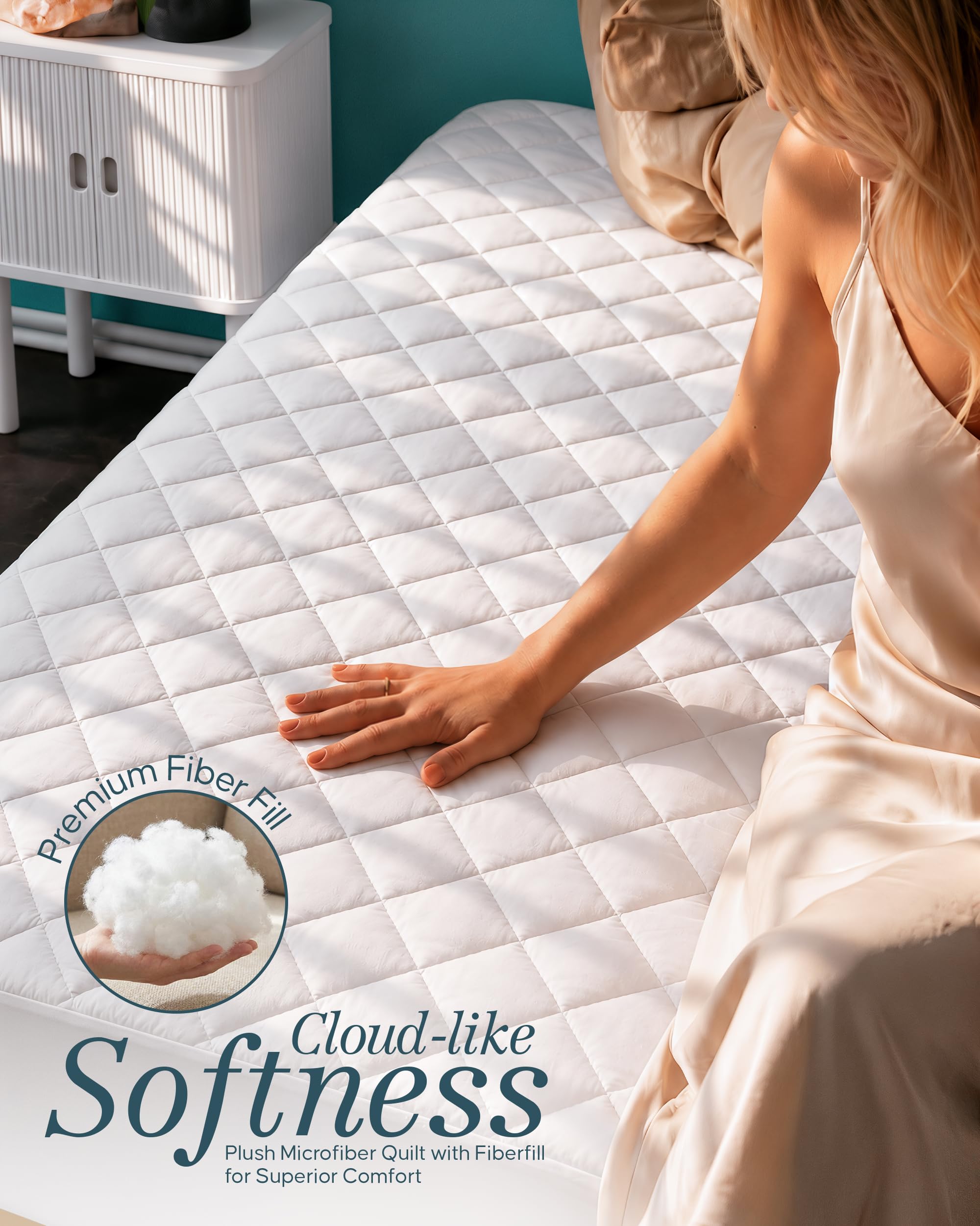 Utopia Bedding protège-matelas posé sur matelas Short Queen pour ajustement