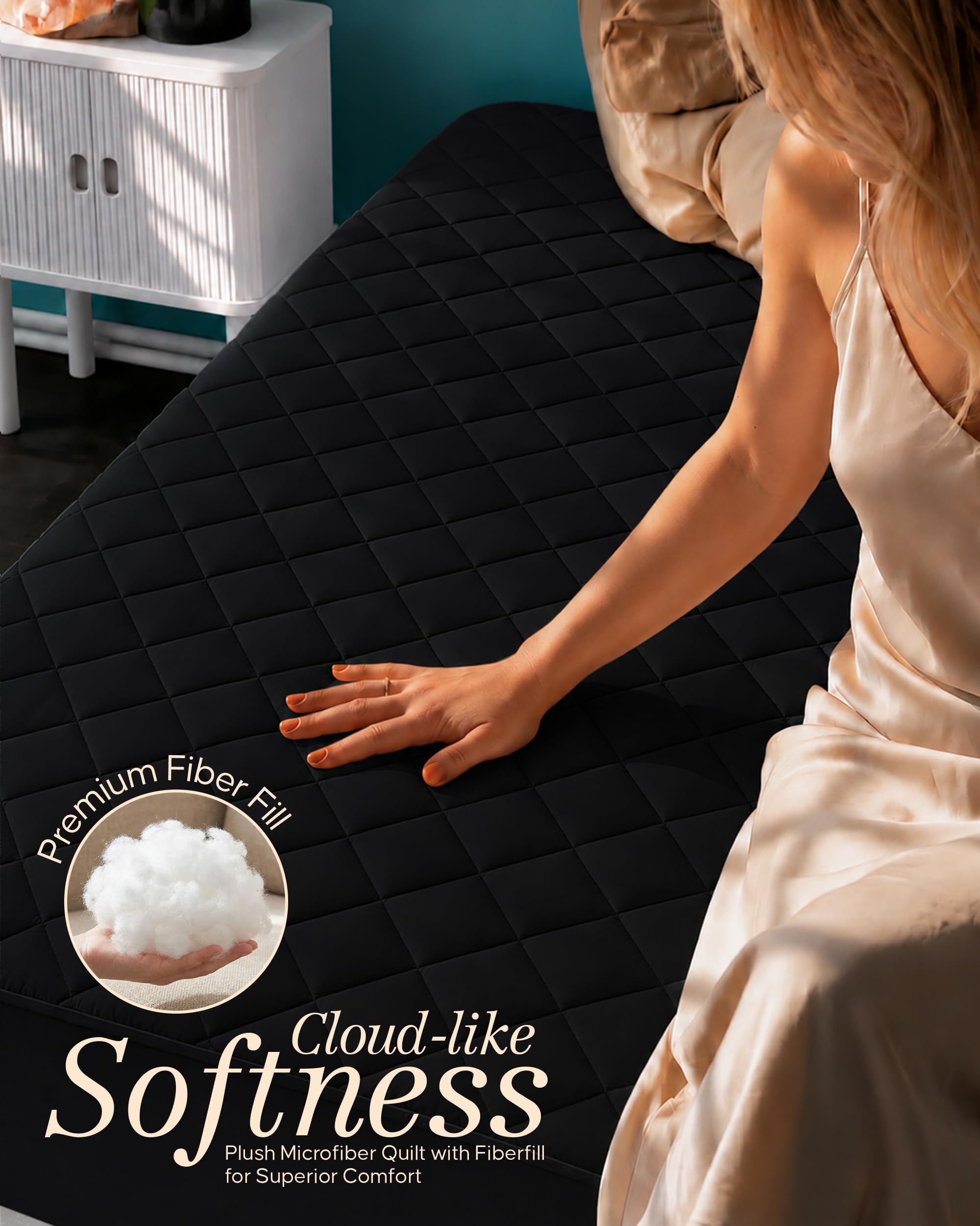 Utopia Bedding surmatelas posé sur lit illustrant l'usage quotidien et le confort