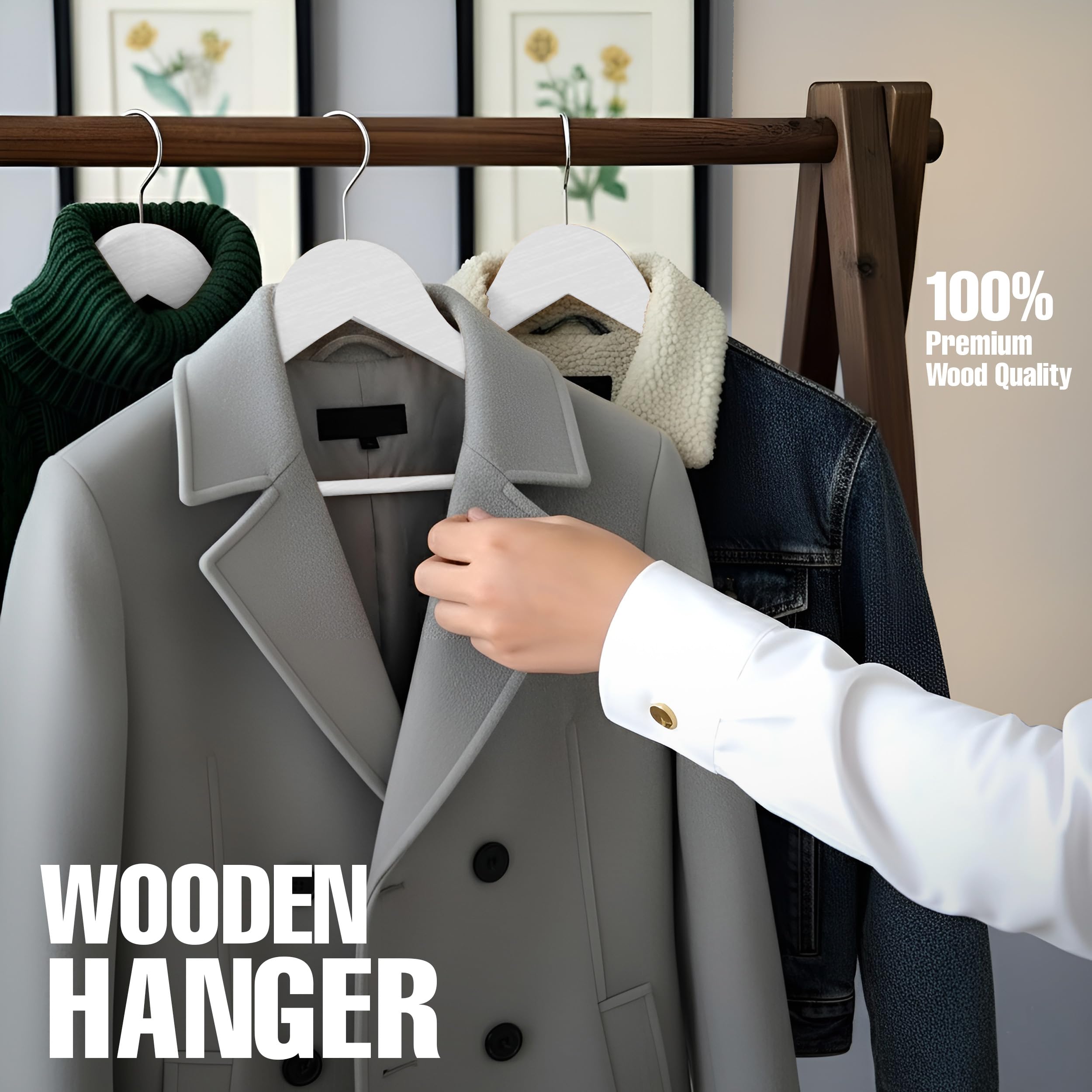 Utopia Home penderie aménagée avec cintres bois organisation visuelle