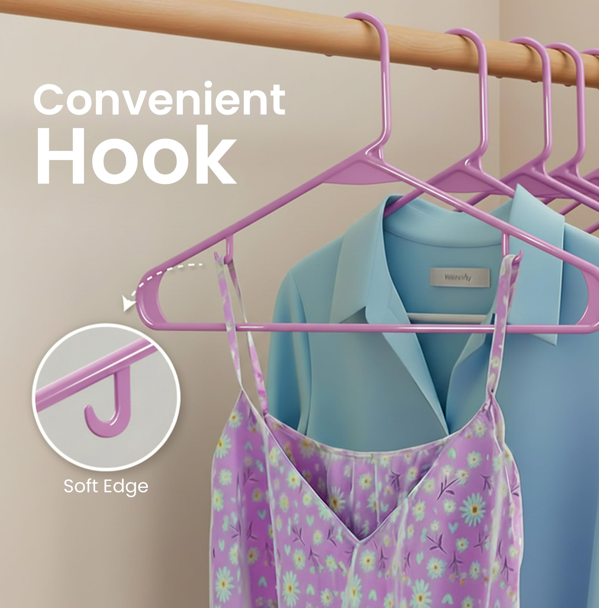 Utopia Home cintre en usage avec robe, tenue stable et propre