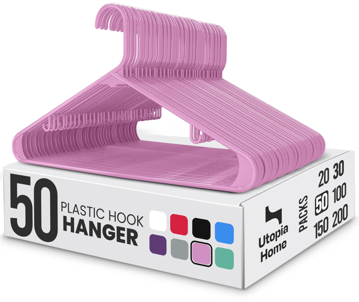 Utopia Home emballage du lot de 50 cintres roses, organisation immédiate